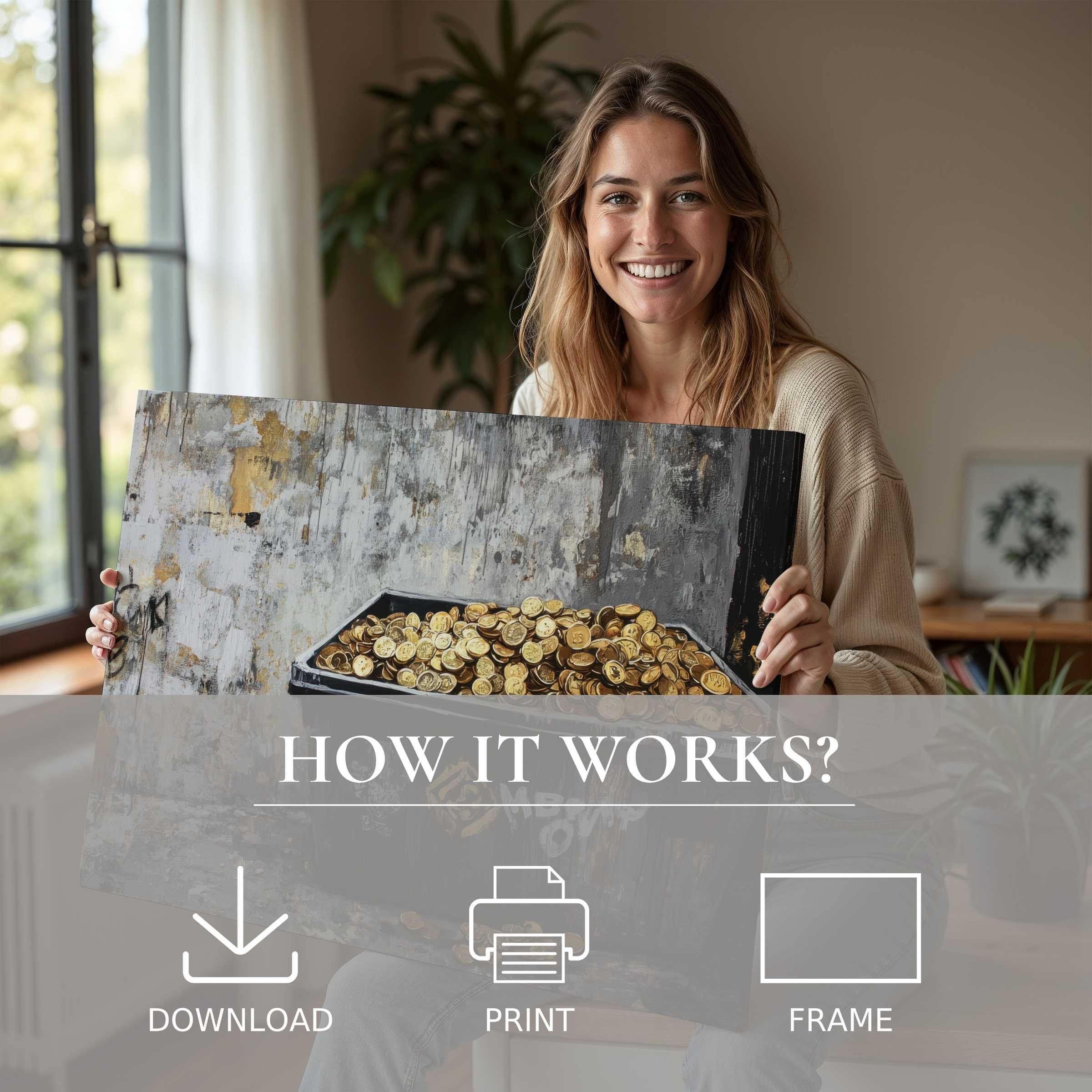 Joyful connection with street art digital art print, bringing effortless elegance and warmth to modern living spaces