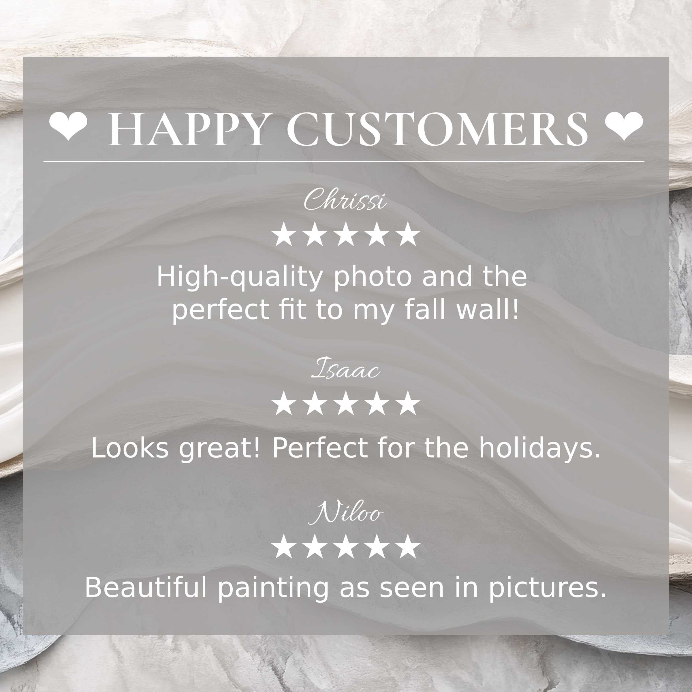 Neutral art for Frame TV with abstract stone textures, happy customer reviews build trust and showcase elegance
