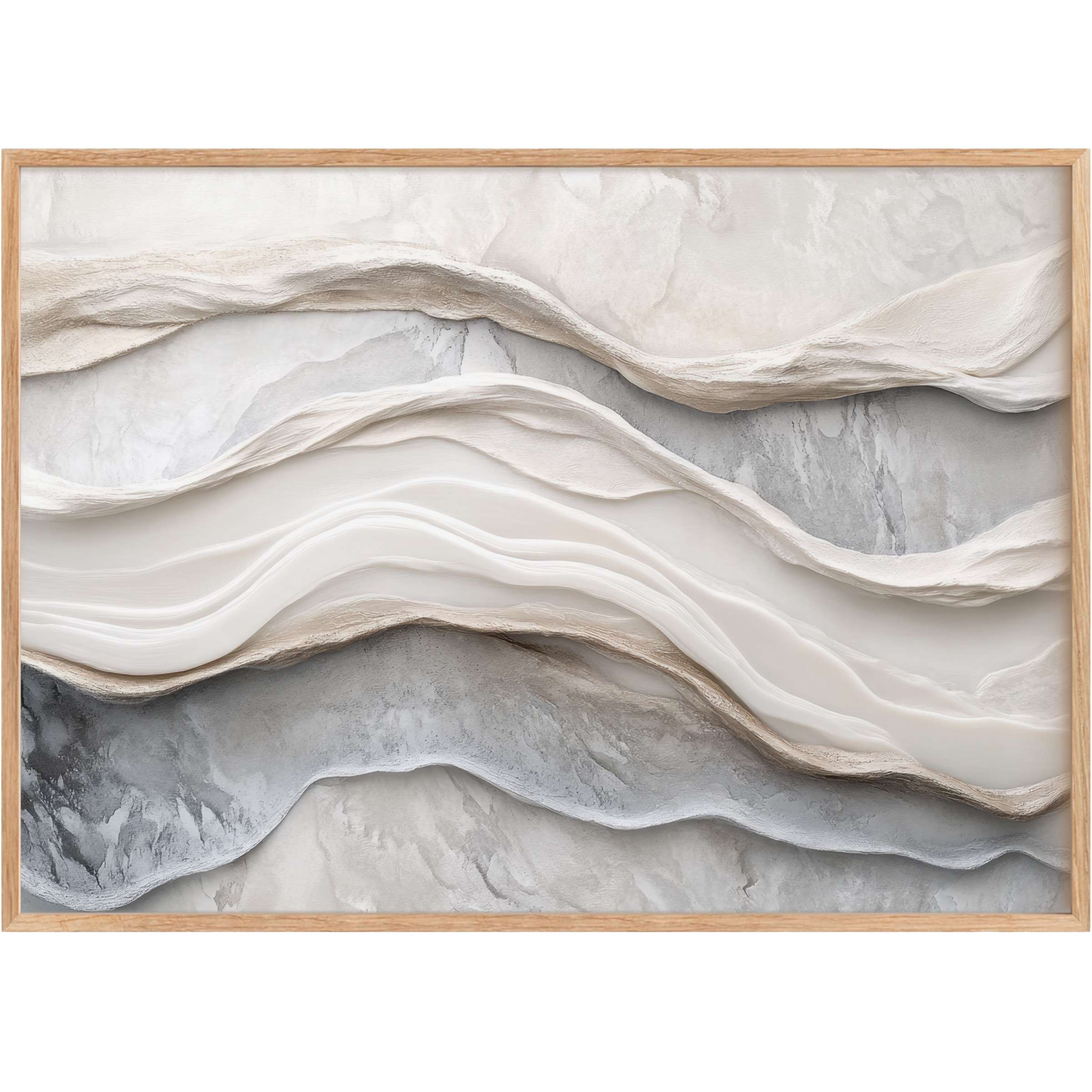 Neutral printable wall art with flowing stone textures in soft greys and creams, creating a serene, sophisticated ambiance