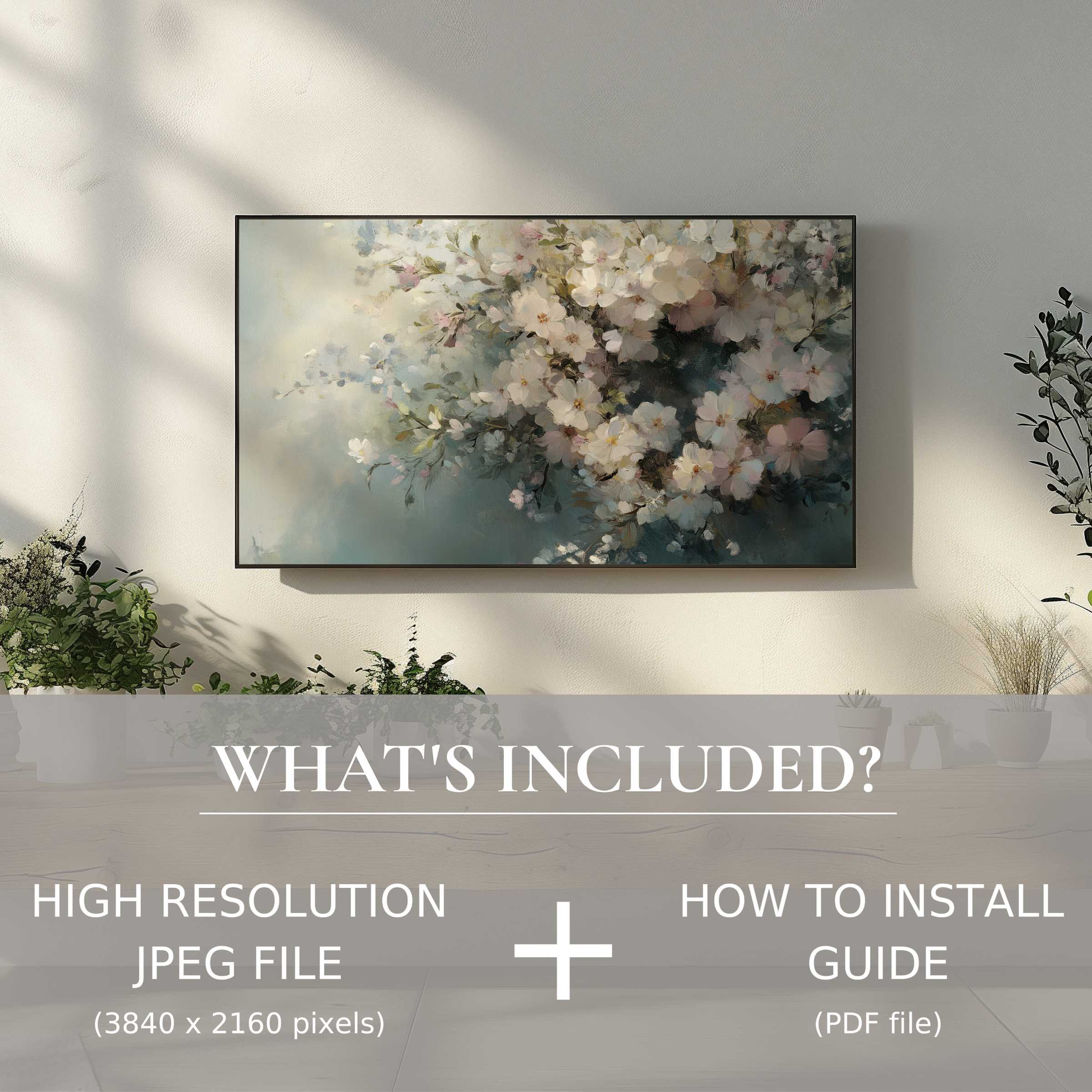 Elegant easter digital TV art download blooming in soft hues, effortlessly enhancing your modern living space digitally