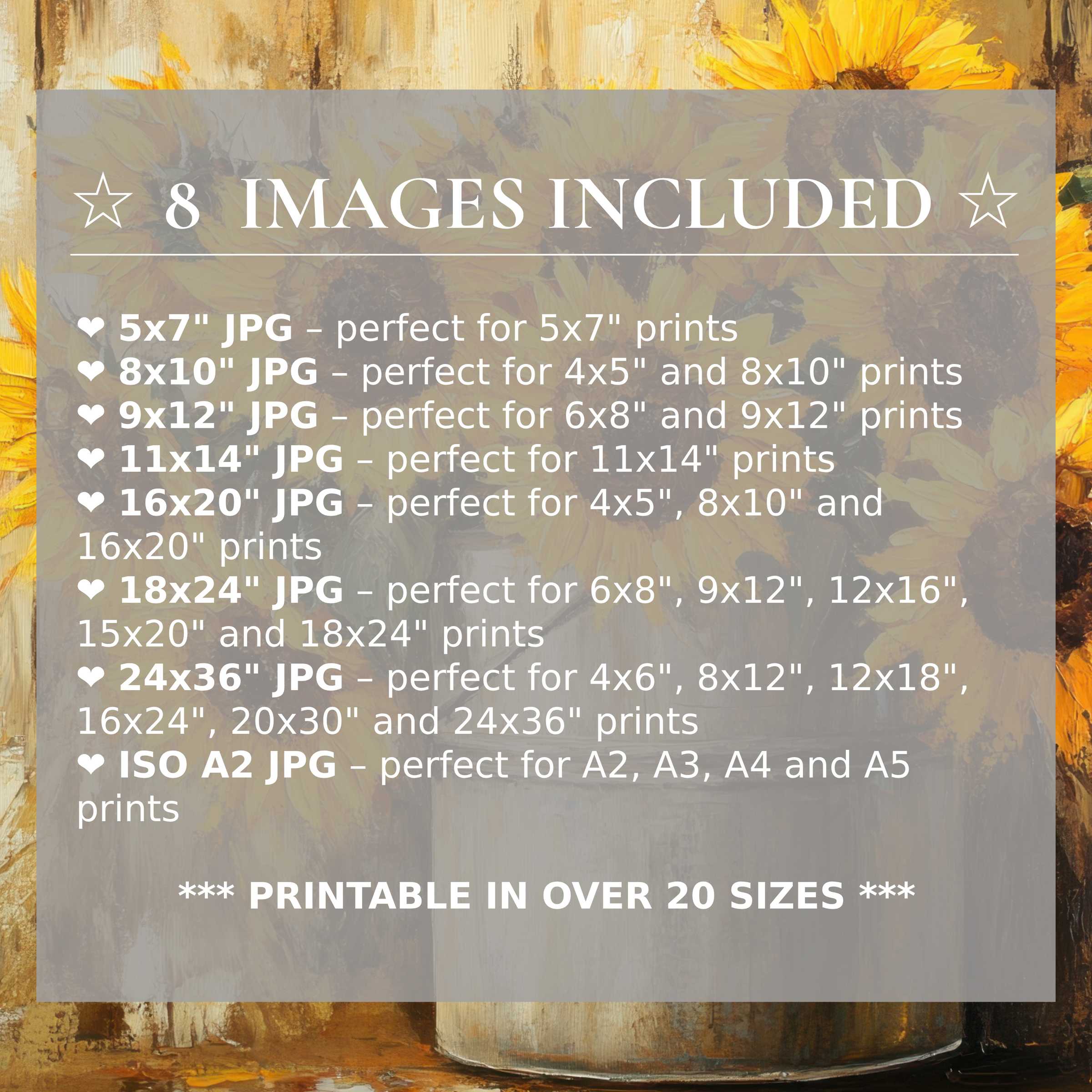 Radiant floral digital print in warm yellows and earthy tones, elevating modern interiors with 8 high-quality sizes included