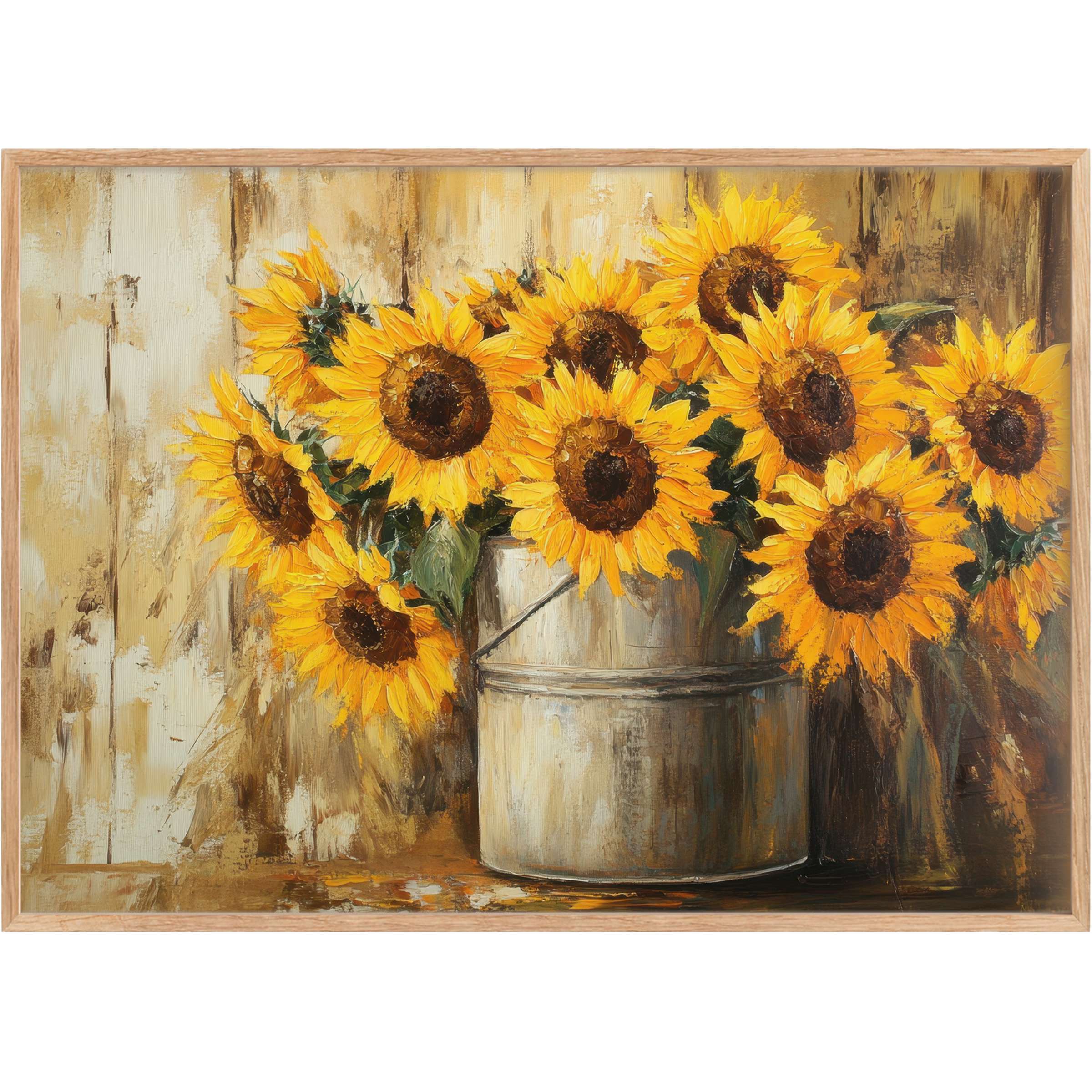 Radiant floral printable wall art featuring sunflowers in rustic tones, infusing warmth and timeless charm into elegant spaces
