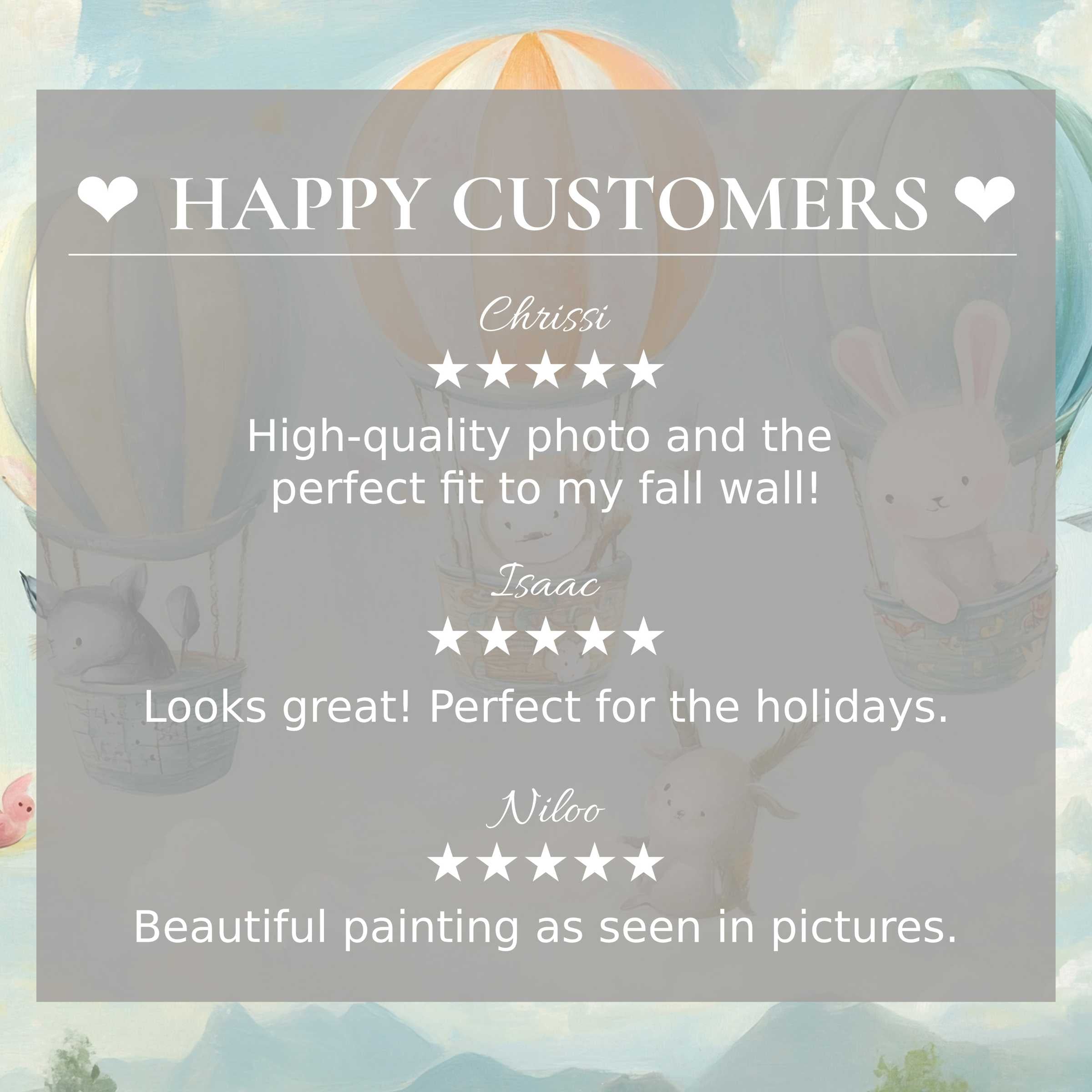 Elegant nursery art for Frame TV with soft pastel hot air balloons; happy customer reviews build trust and appeal