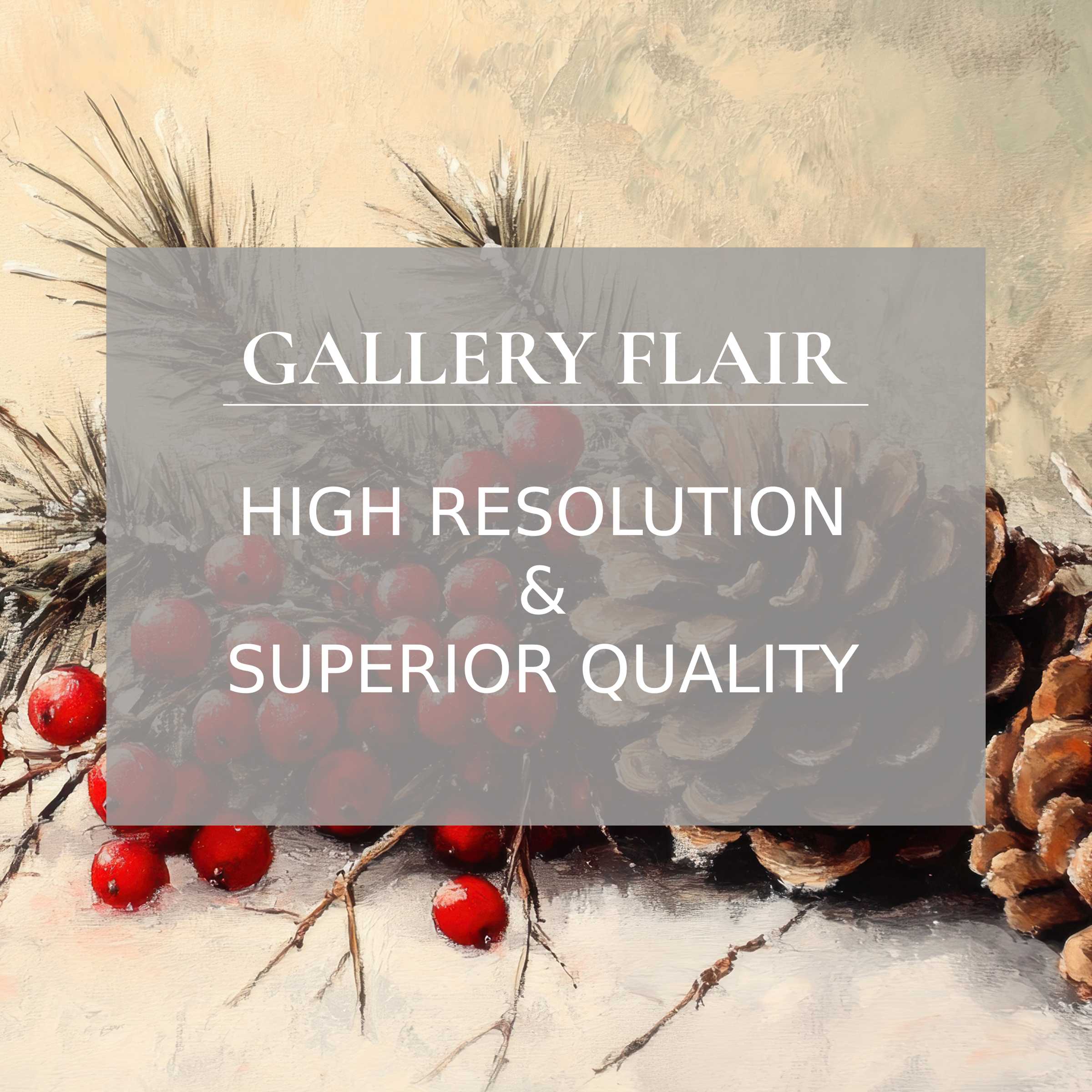 Elegant, high-resolution christmas Frame TV picture featuring detailed pinecones and vibrant red berries, perfect for refined decor