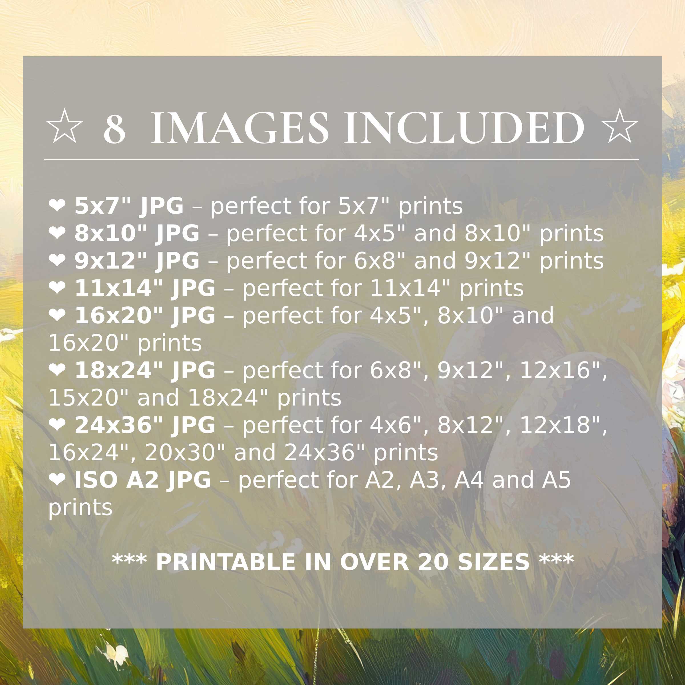 Radiant Easter digital print in soft yellows and greens, offered in 8 high-quality sizes, enhancing modern interiors with versatile elegance