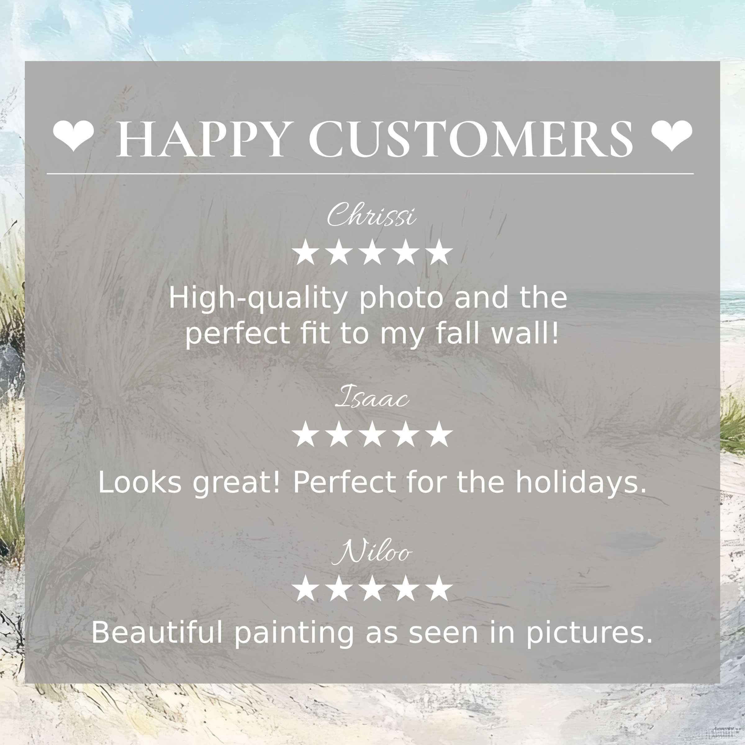 Elegant summer art for Frame TV with abstract coastal hues, showcasing happy customer reviews to inspire trust and style