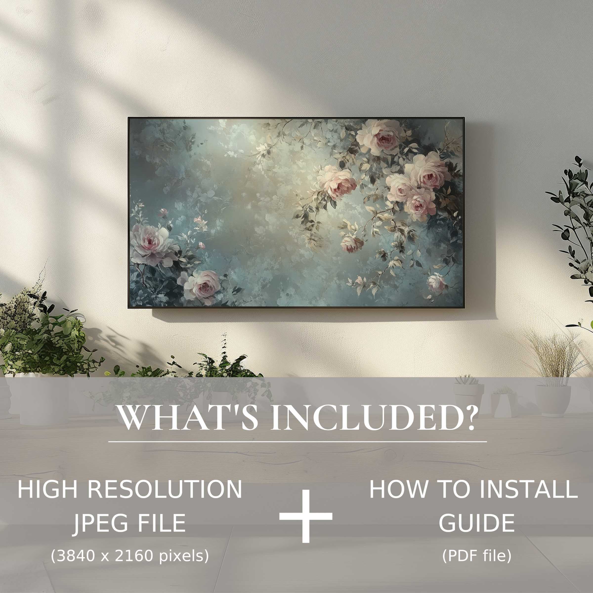 Elegant botanical digital TV art download enhances your space with ease and refined floral charm for stylish homes