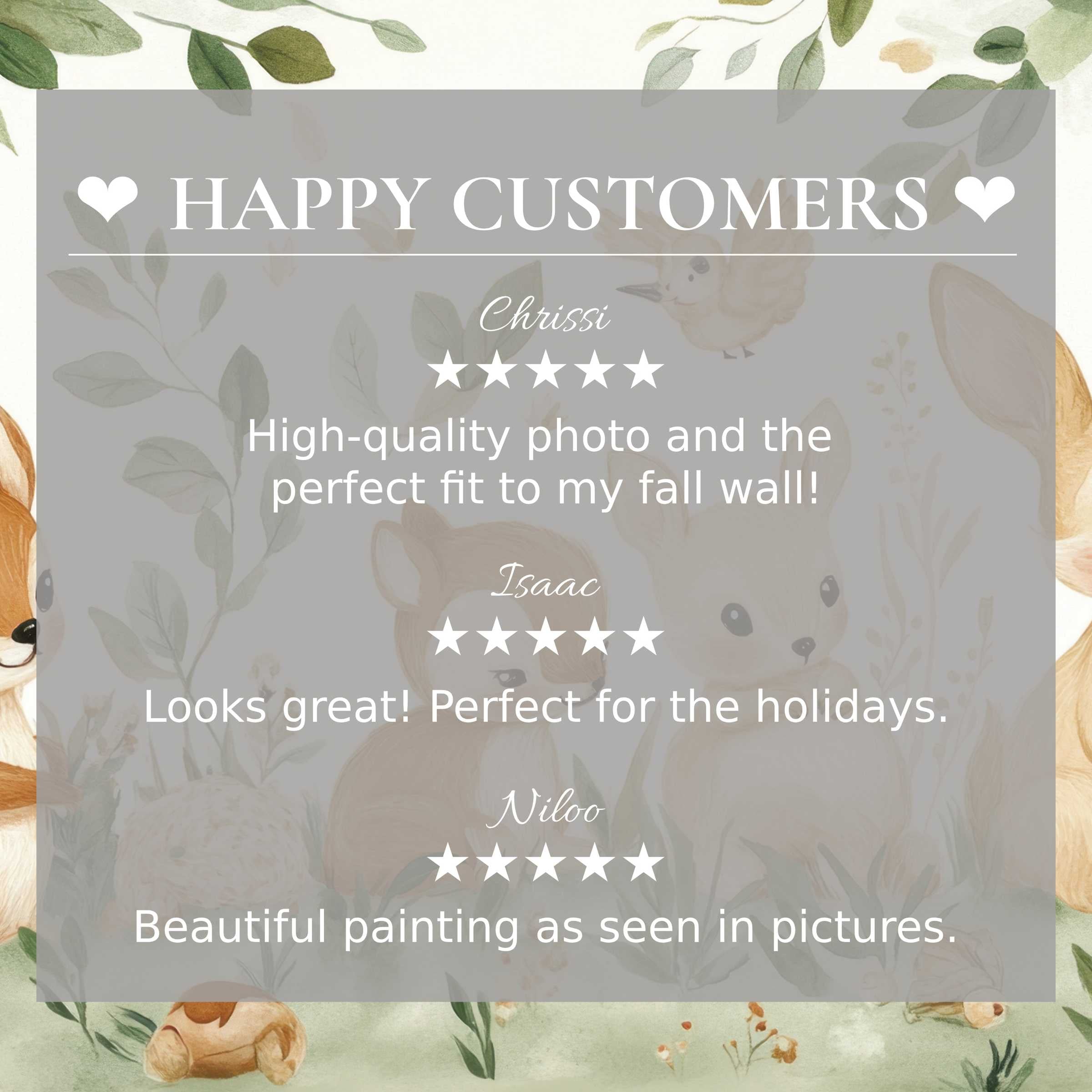 Refined nursery art for Frame TV with soft pastel woodland scene; happy customer reviews build trust and elegance