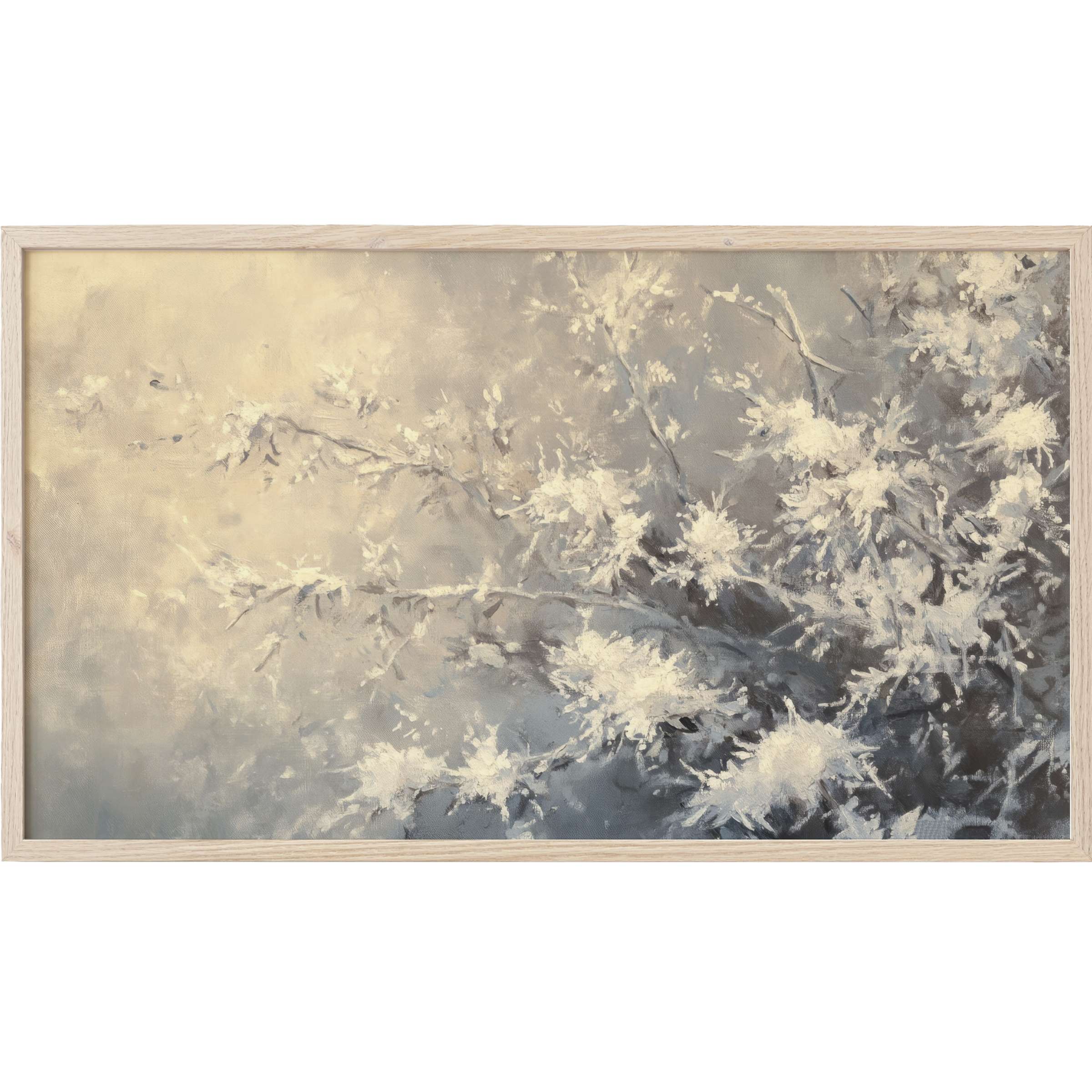 Softly textured winter blooms in muted greys and creams, timeless elegance for winter Frame TV Art