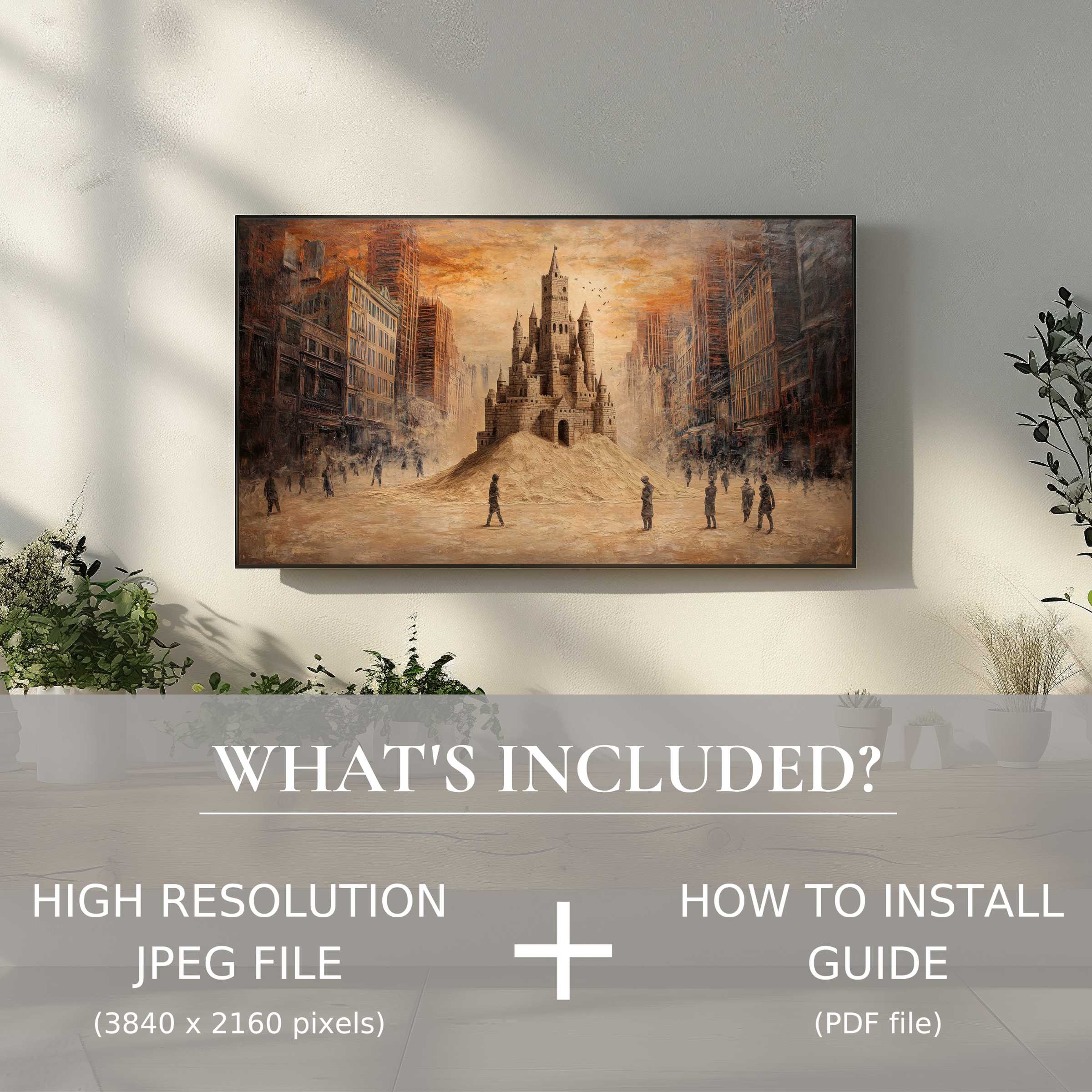 Elegant street art digital TV art download enhances stylish living spaces with easy digital use and vivid urban fantasy visuals