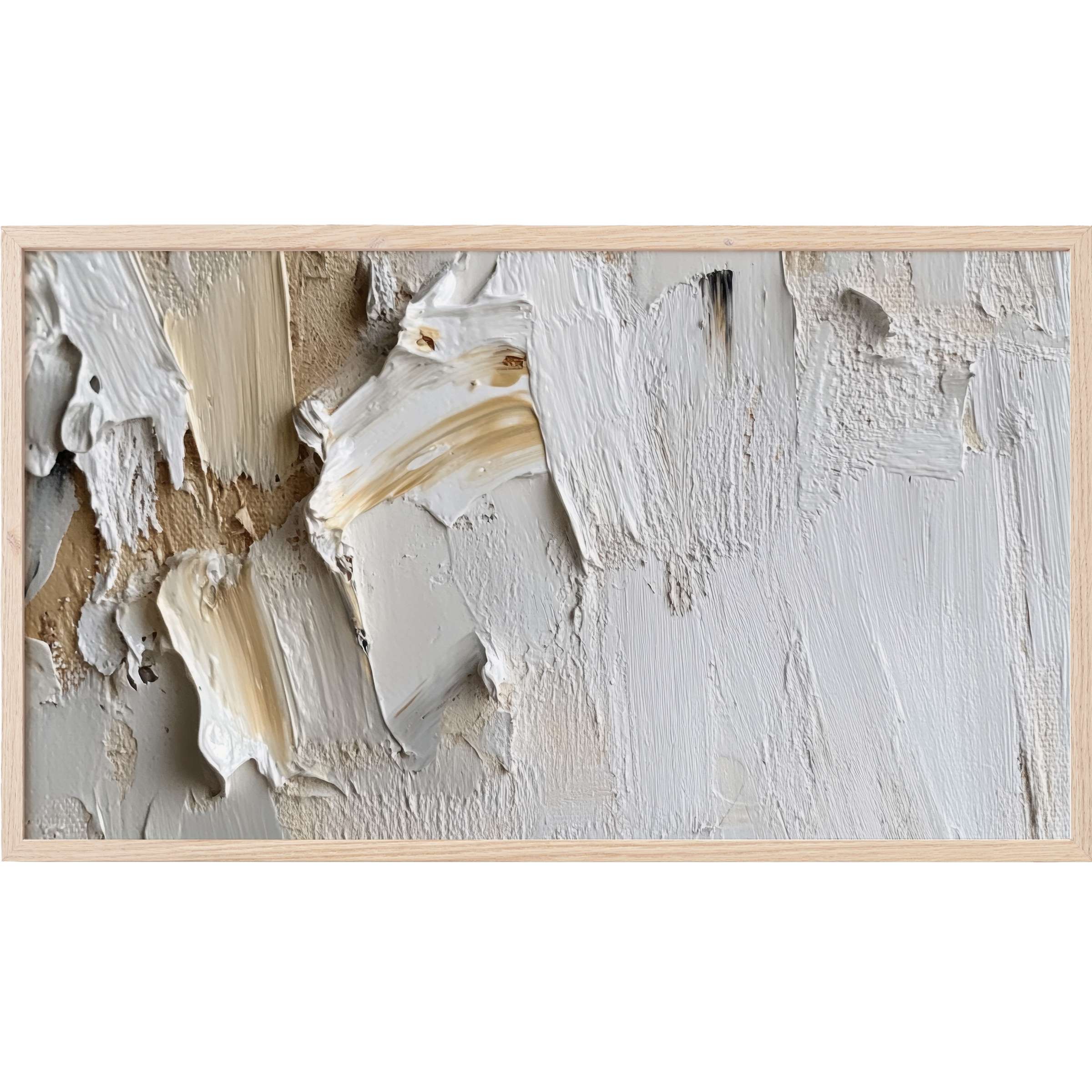 Abstract texture in beige, cream, and white tones with rich impasto strokes, a neutral Frame TV Art for refined spaces