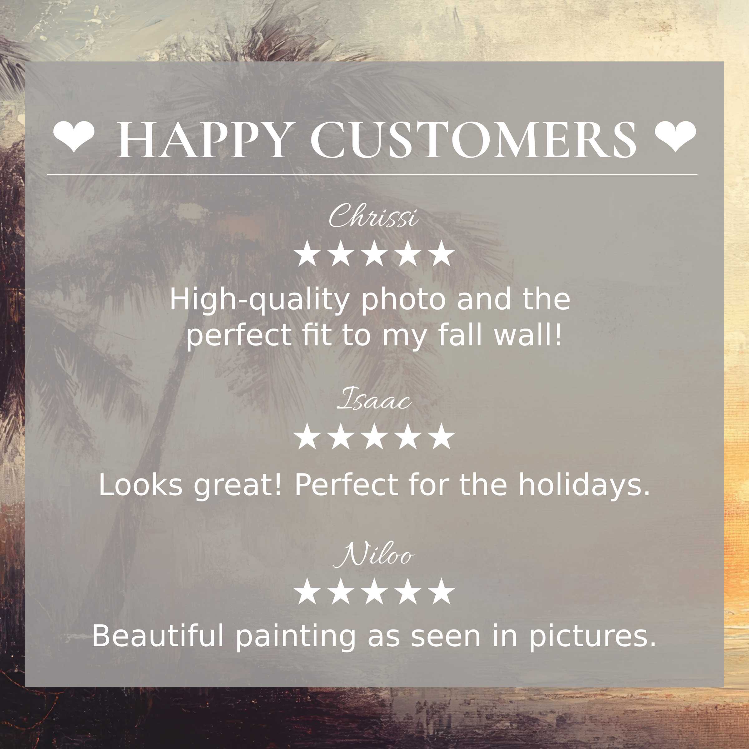 Beach art for Frame TV with abstract sunset hues and happy customer reviews building trust in elegant design