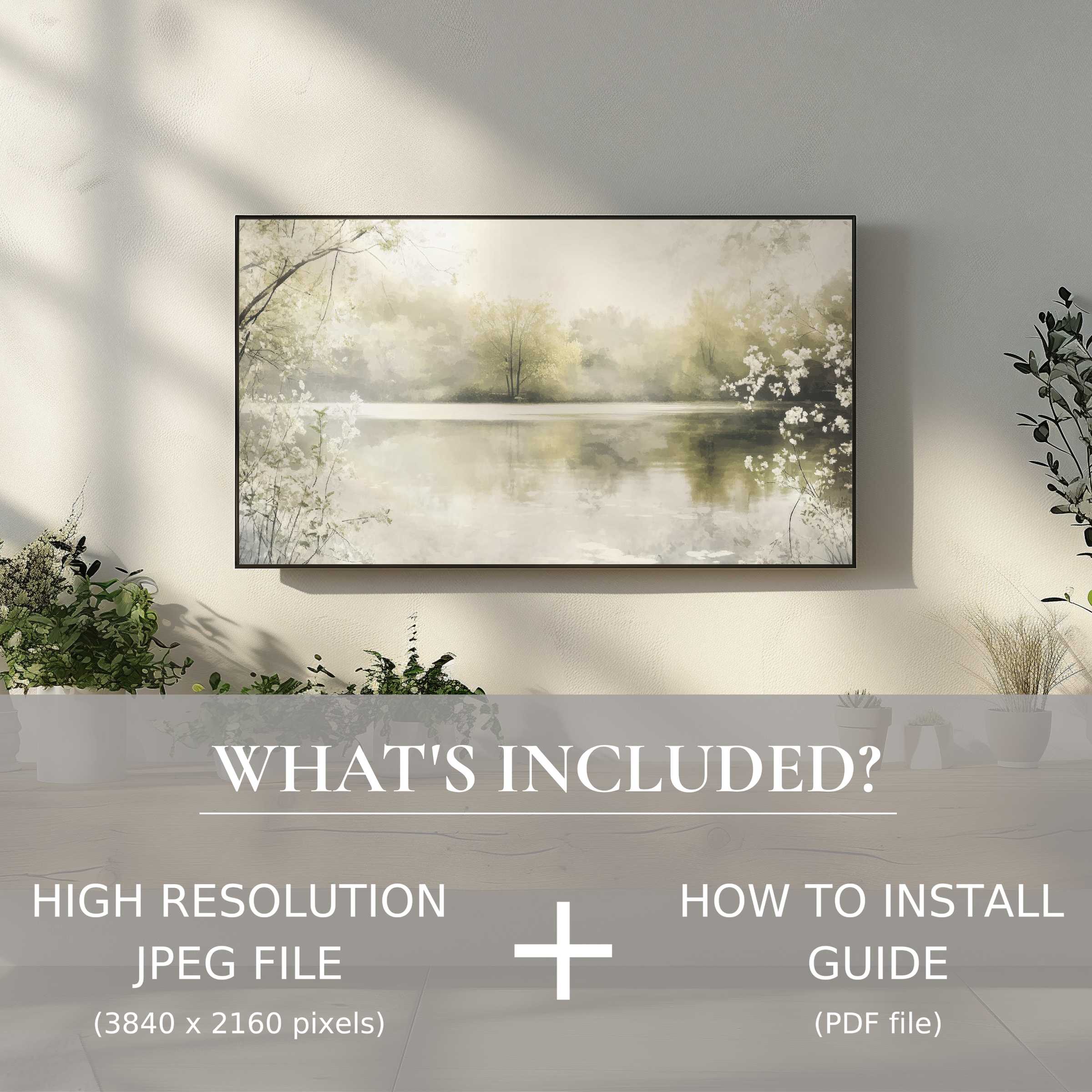 Elegant spring digital TV art download enhances your living room with ease, creating a serene, stylish atmosphere instantly