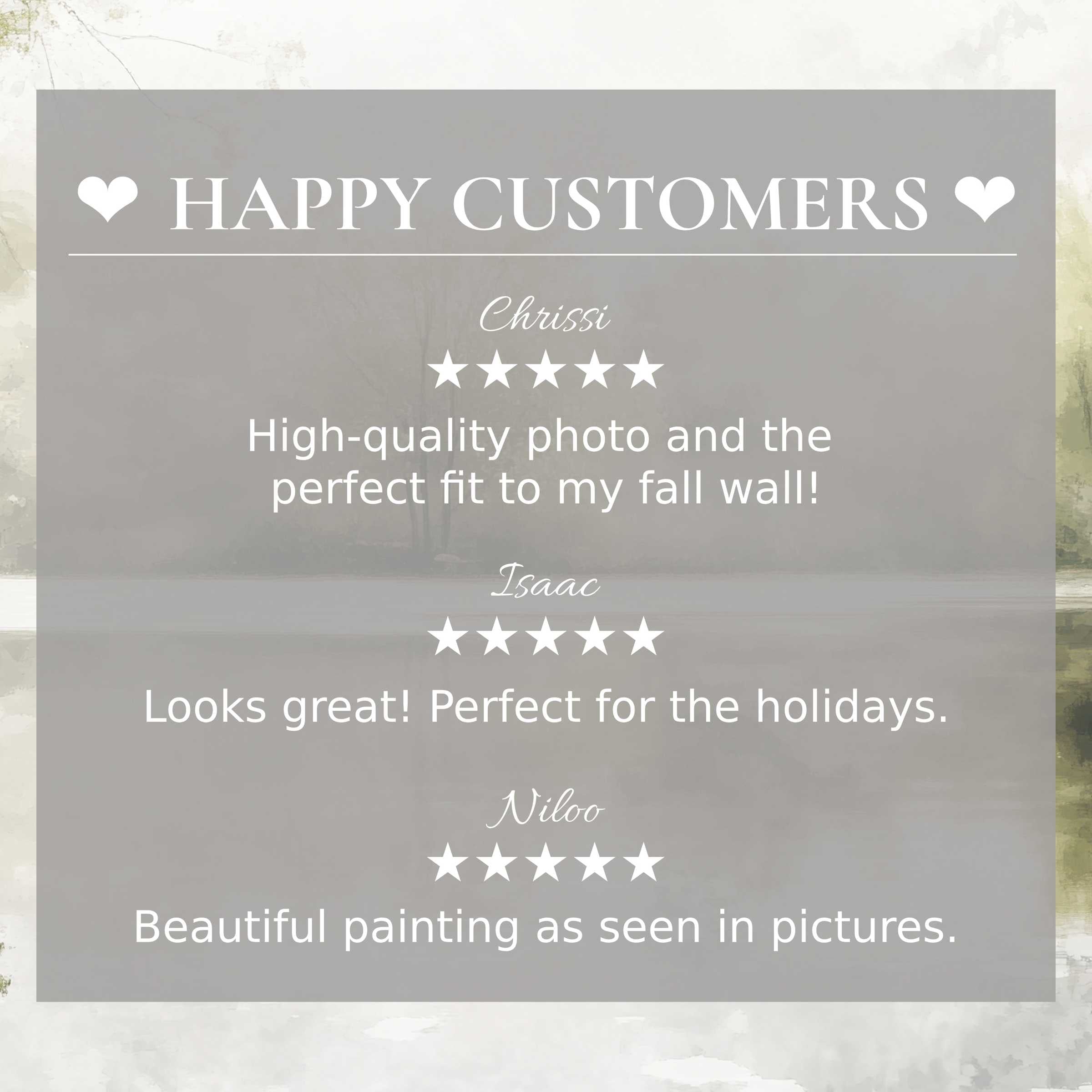 Elegant spring art for Frame TV with abstract autumnal hues, showcasing happy customer reviews to build trust