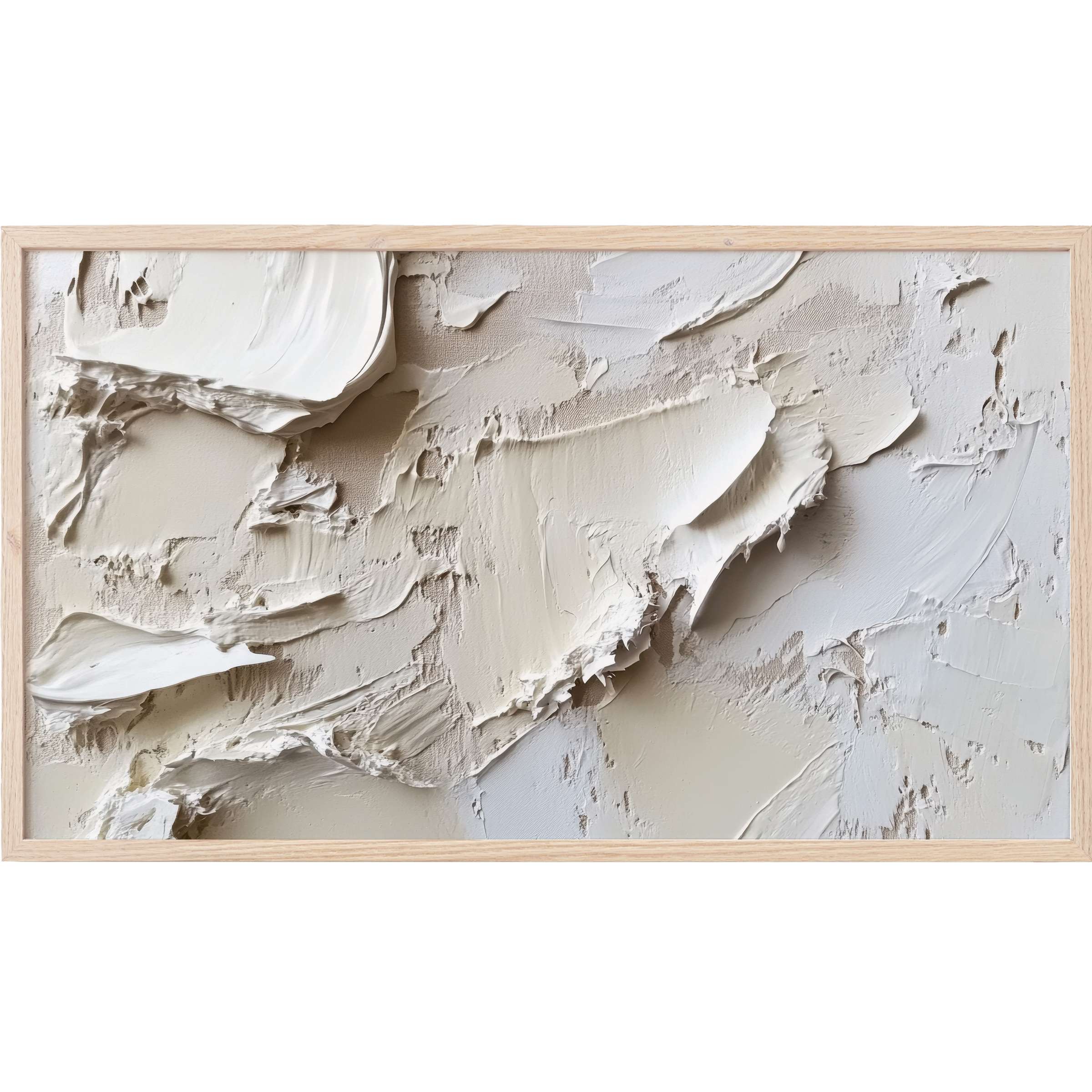 Neutral Frame TV Art featuring textured cream and beige abstract layers in an elegant, modern minimalist style