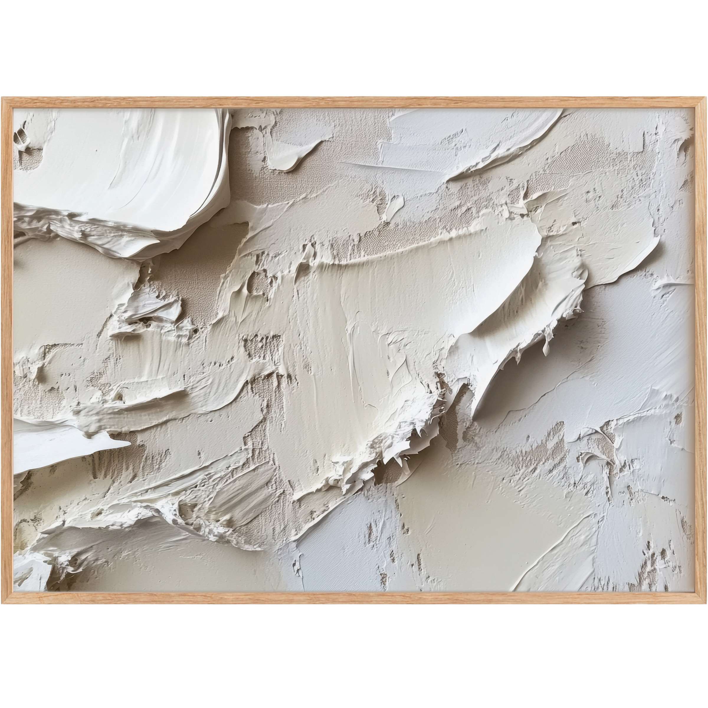 Neutral printable wall art with textured creamy whites and soft beiges creates a serene, sophisticated, and calming ambiance