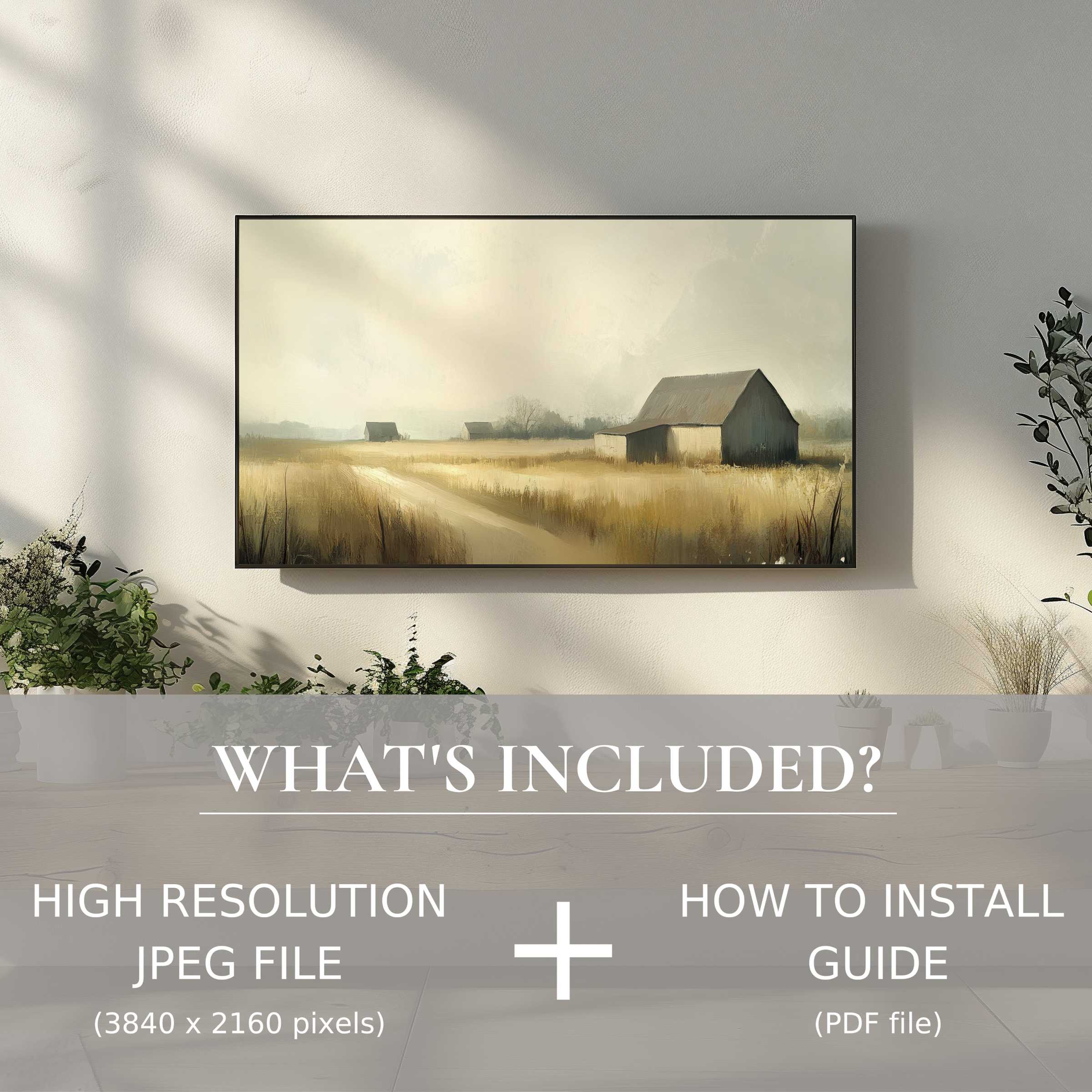 Elegant landscape digital TV art download enhances your living room with easy digital use and stylish modern ambiance