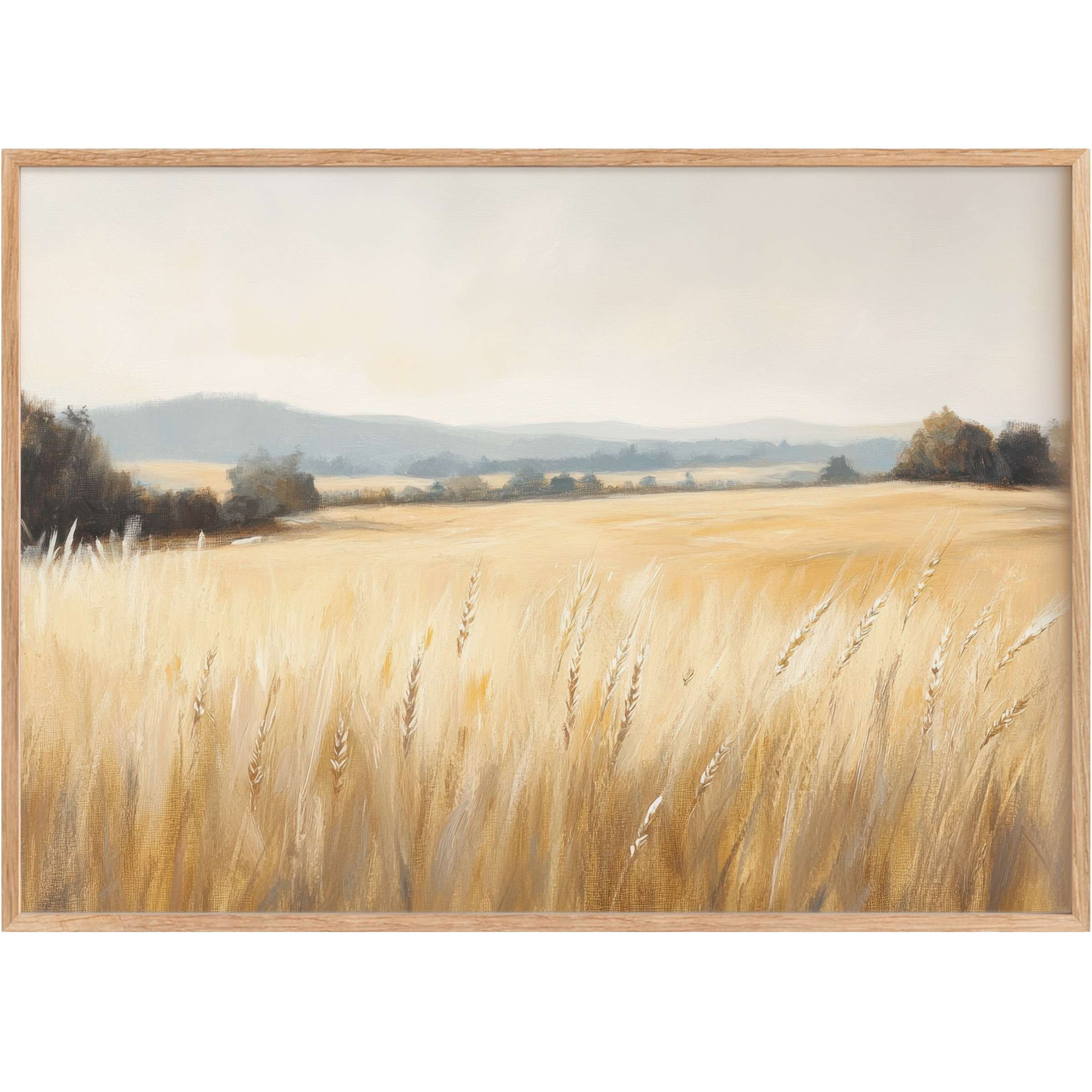 Golden wheat fields bathed in soft sunlight evoke a serene, warm ambiance-perfect farmhouse printable wall art for elegant, cozy spaces