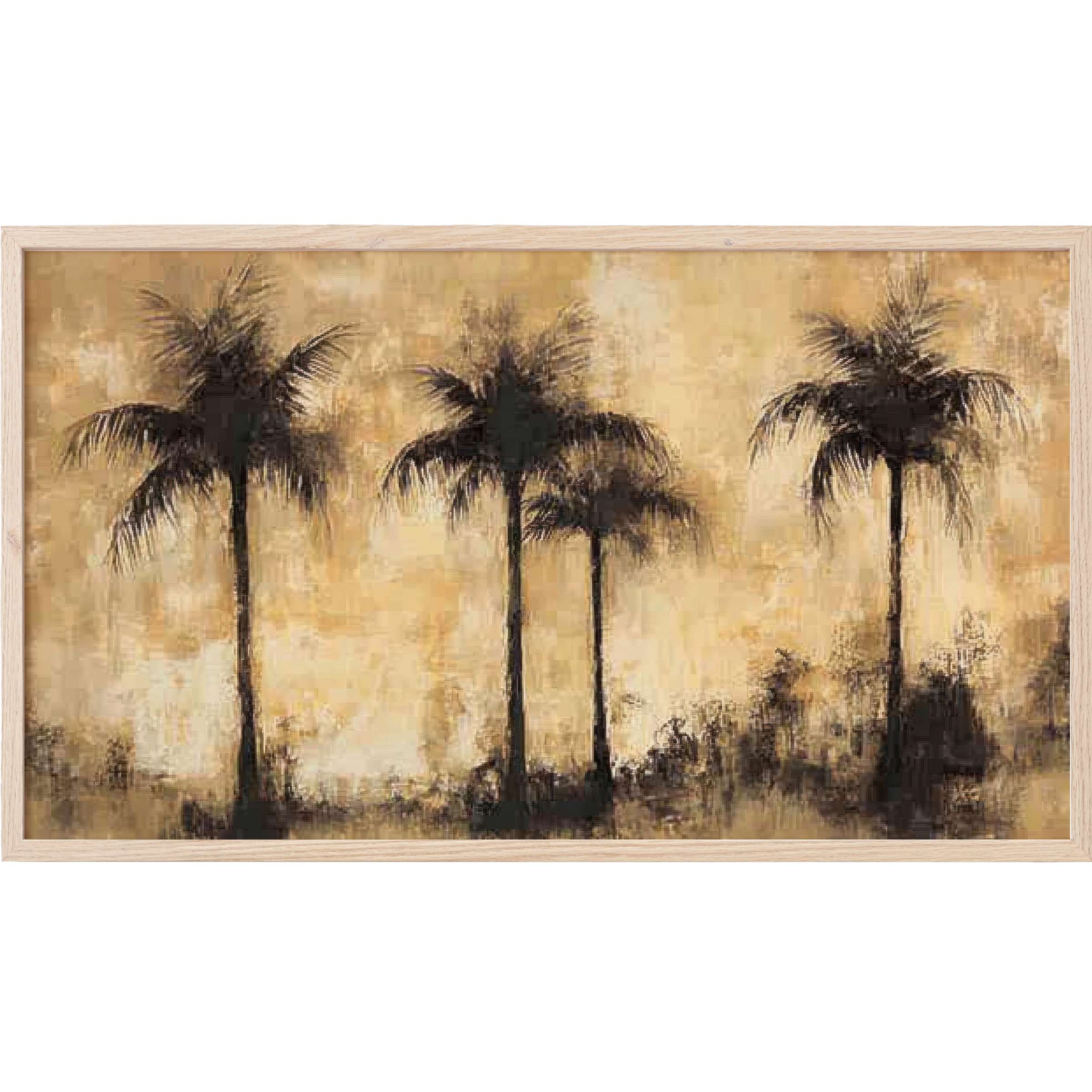 Muted sepia tones depict graceful palm silhouettes in this coastal Frame TV Art with a refined, modern aesthetic