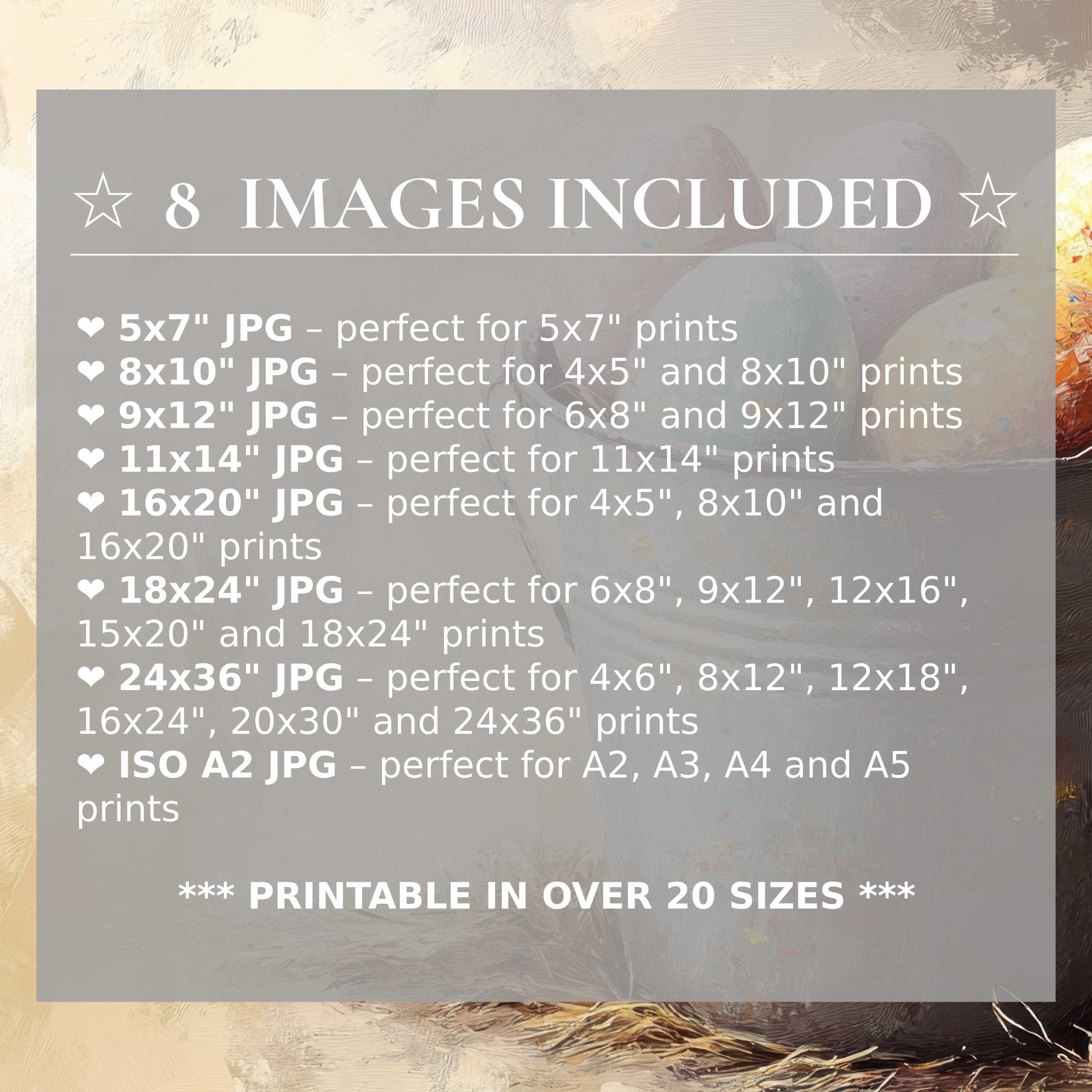 Easter digital print radiates soft pastel hues and serene tones, offering 8 premium sizes included for seamless modern interior styling
