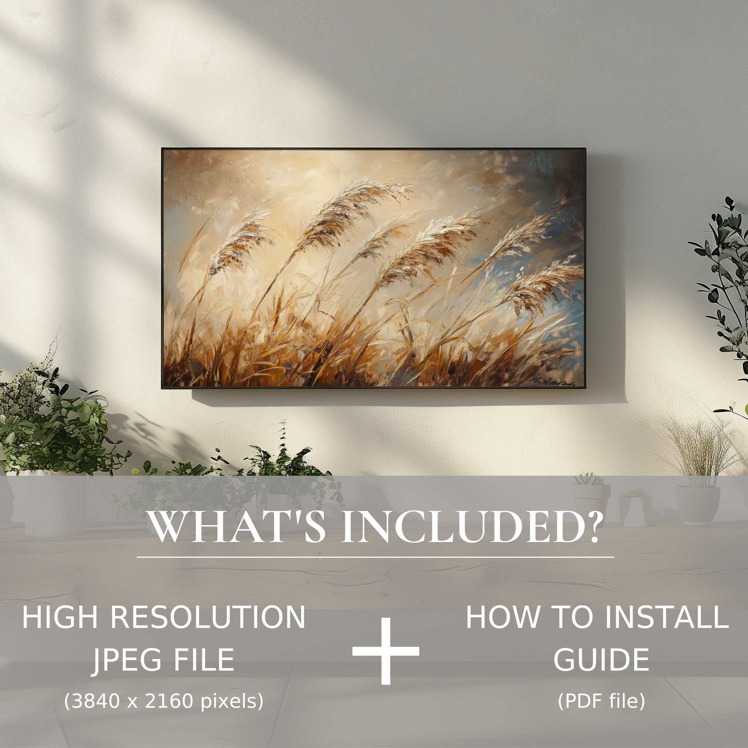 Elegant botanical digital TV art download enhances living spaces with effortless high-res installation and chic organic charm