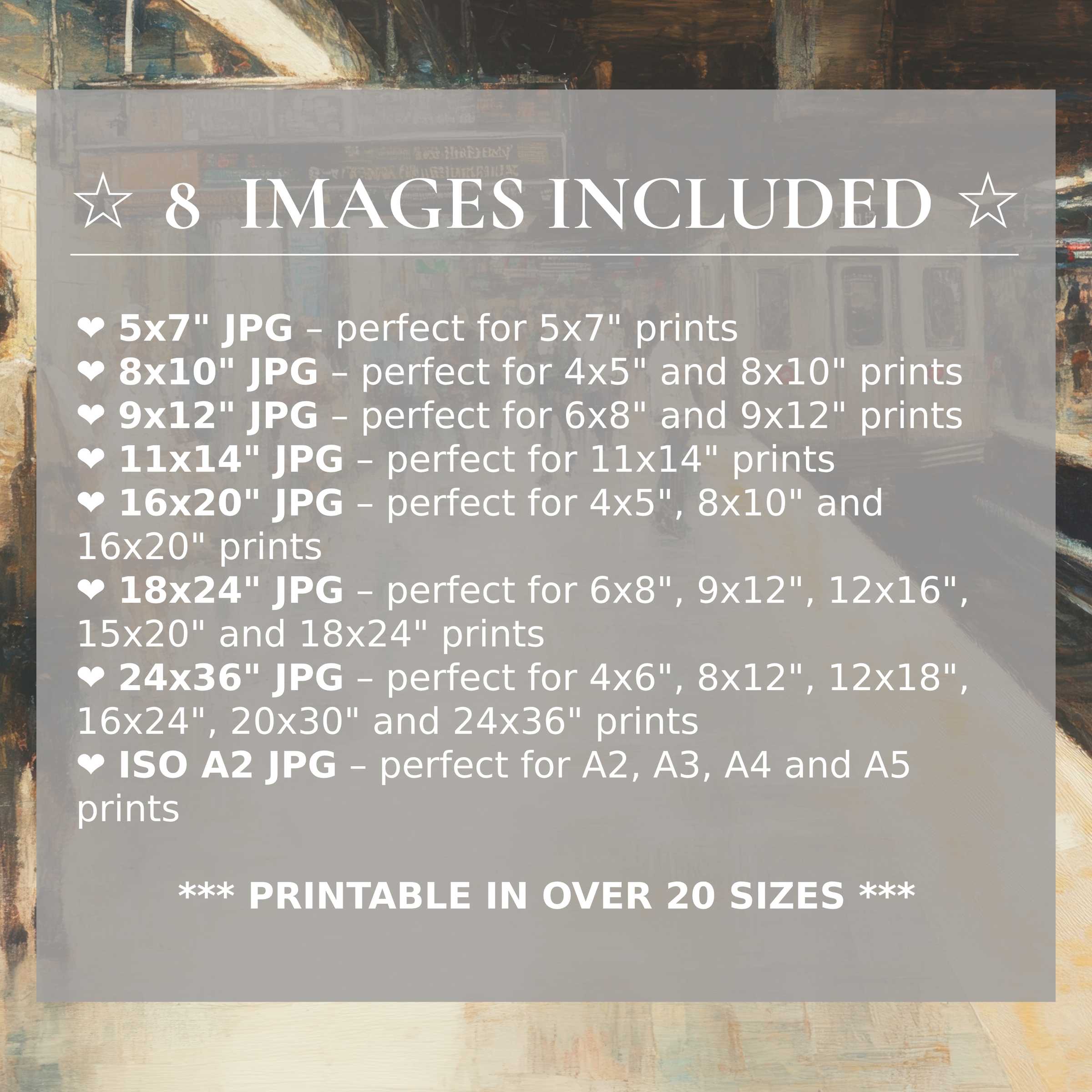Urban digital print with warm earthy tones and bold cityscape energy, provided in 8 high-quality sizes to elevate modern interiors