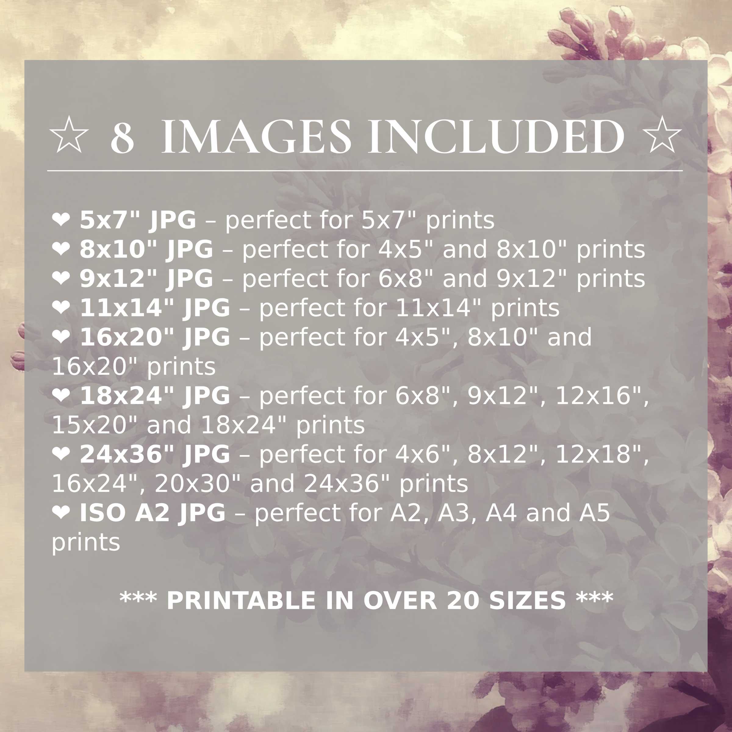 Radiant spring digital print in soft lilac and cream tones, elevating modern interiors with style and 8 high-quality sizes included