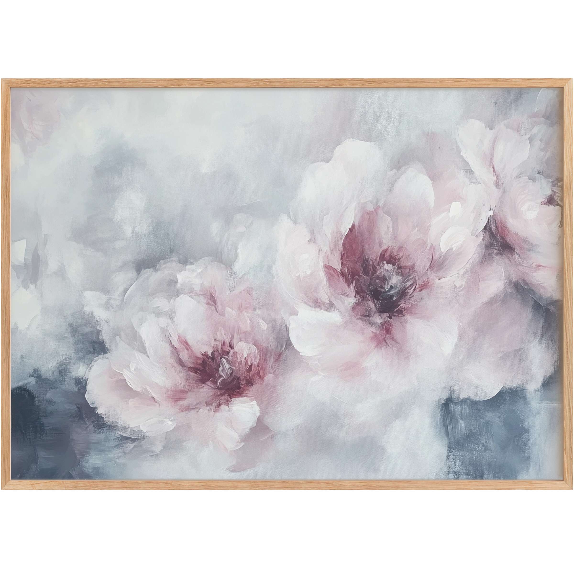 Soft blush and smoky gray tones blend seamlessly in this floral printable wall art, evoking a serene, ethereal ambiance