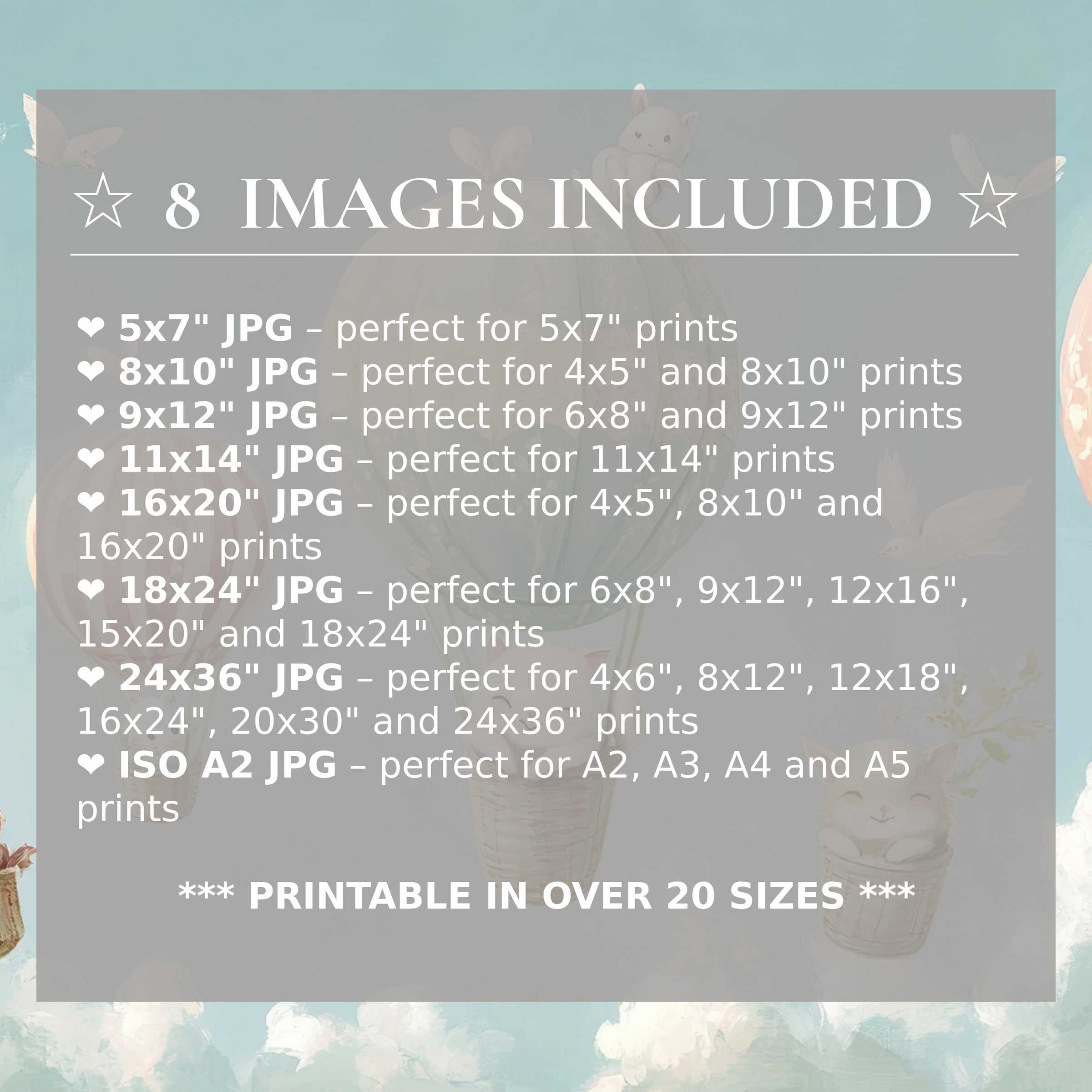 Radiant nursery digital print in soft blues and warm neutrals, offering 8 high-quality sizes included for versatile, elegant interior styling