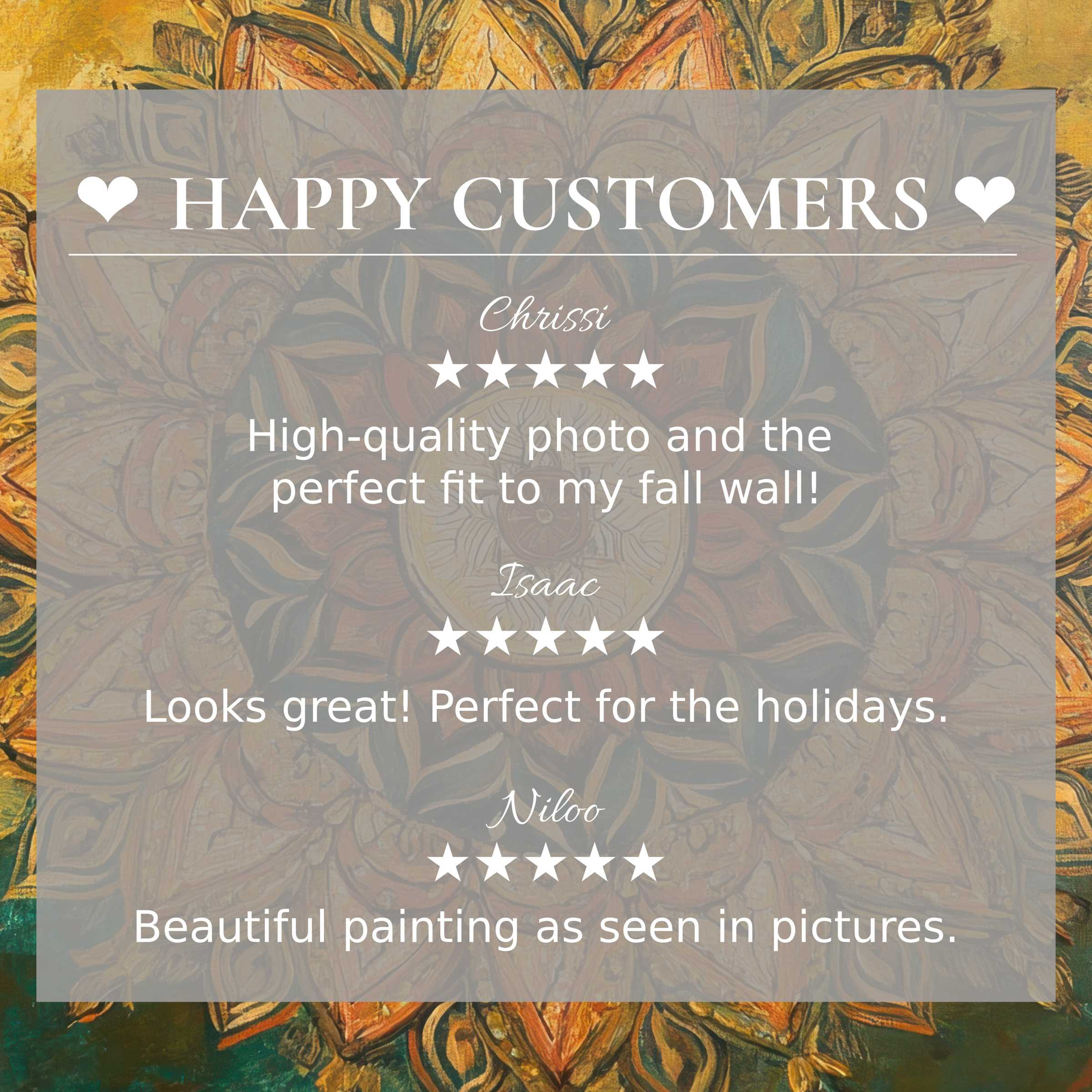 Boho art for Frame TV with abstract sunset hues, happy customer reviews build trust and showcase elegant style