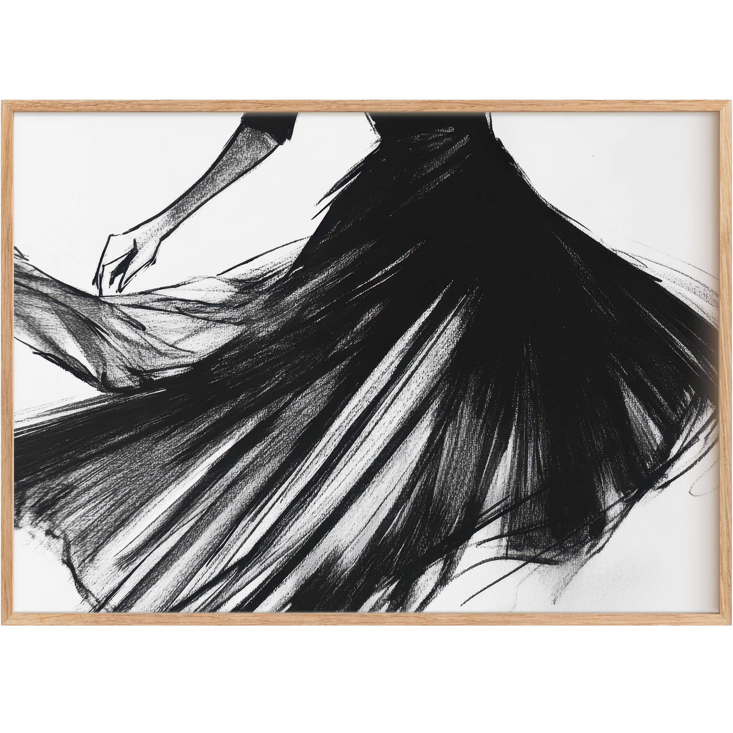 Black and white printable wall art captures elegant motion with flowing strokes, adding a bold, sophisticated allure to modern interiors