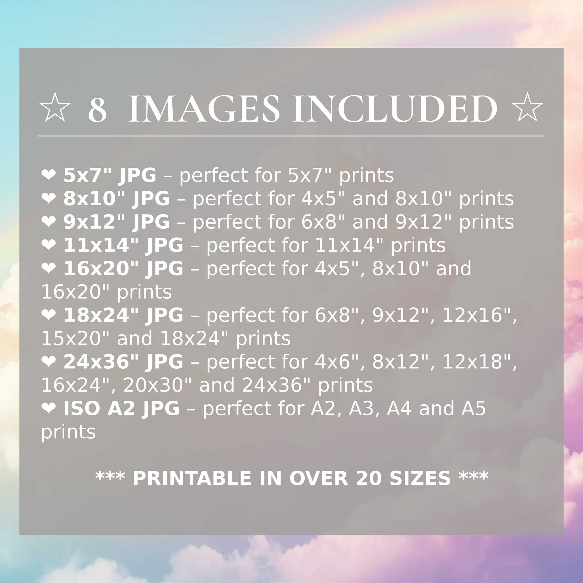 Nursery digital print radiates calming pastels and soft hues, elevating modern interiors with style and flexibility, offered in 8 high-quality sizes included
