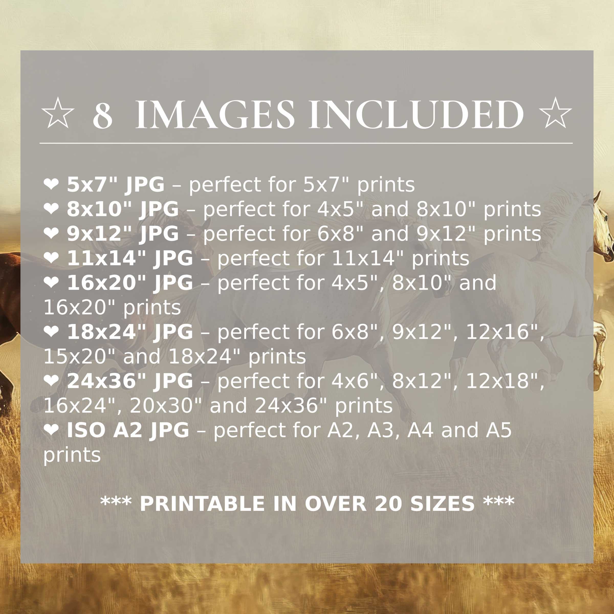 Elegant vintage digital print in warm gold and white hues, radiating timeless charm and calm sophistication, with 8 included high-quality sizes to seamlessly elevate modern interiors