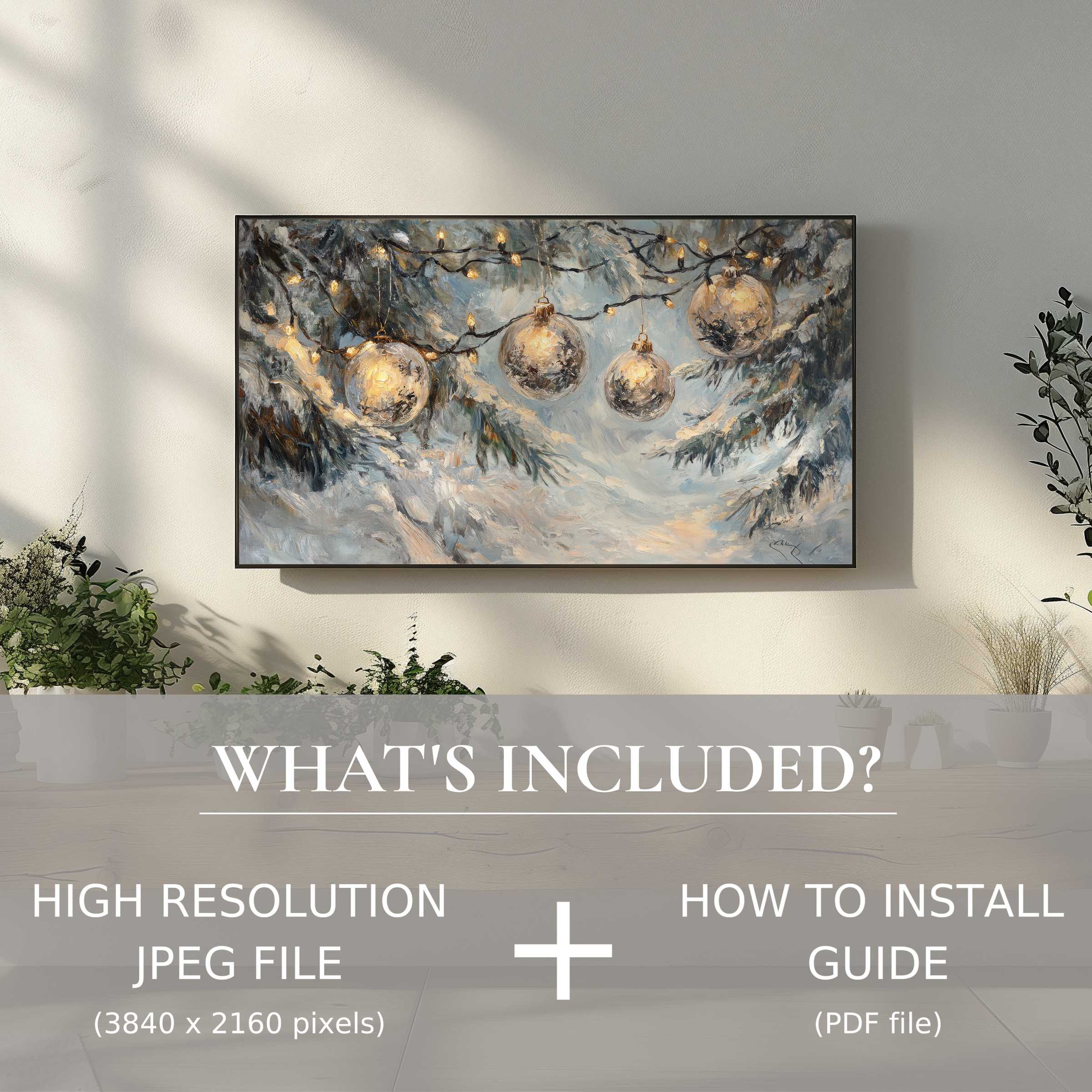 Elegant christmas digital TV art download enhances your space with easy digital use and chic festive ambiance