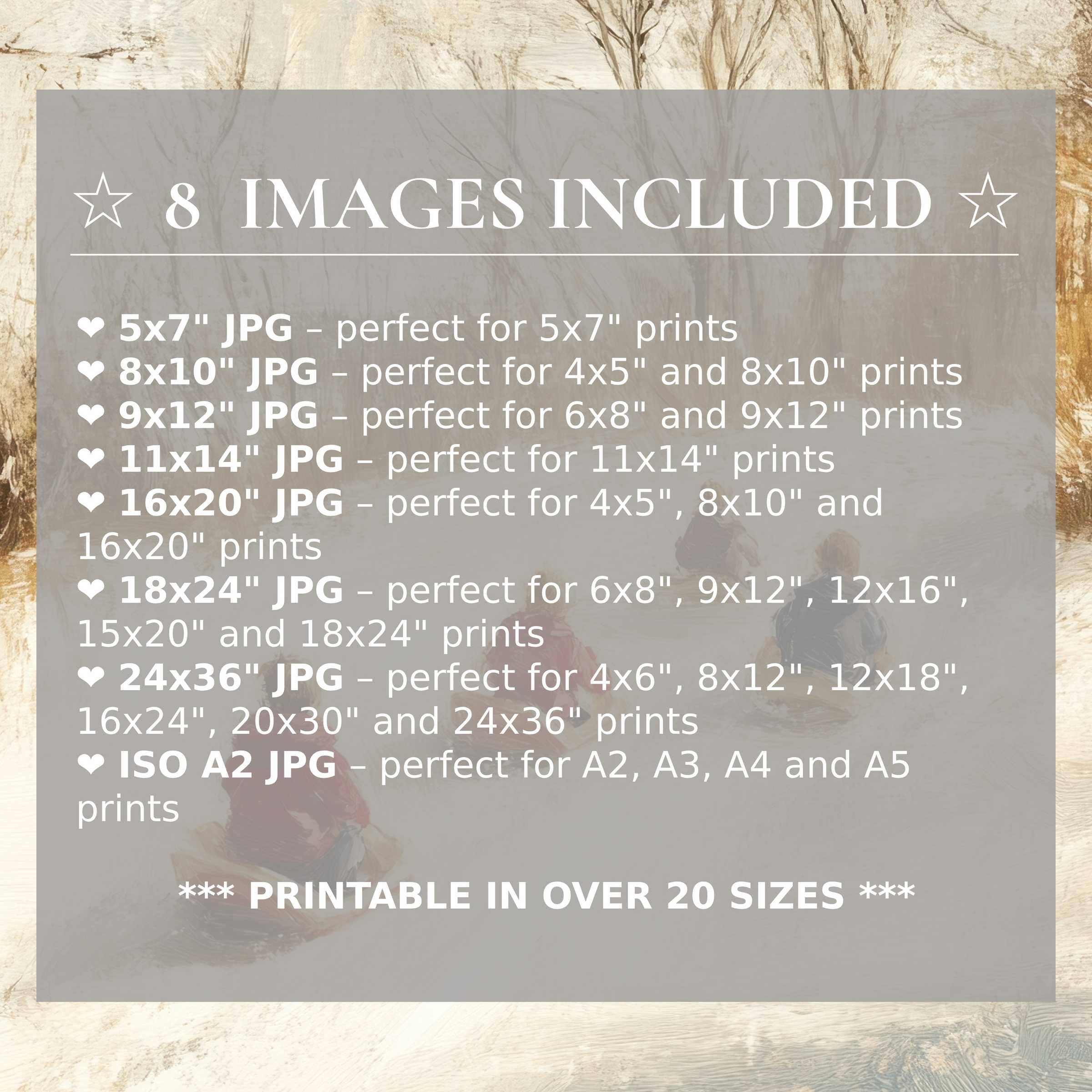 Winter digital print radiates serene earth tones and soft neutrals, elevating modern spaces with refined style and includes 8 high-quality sizes for versatile display