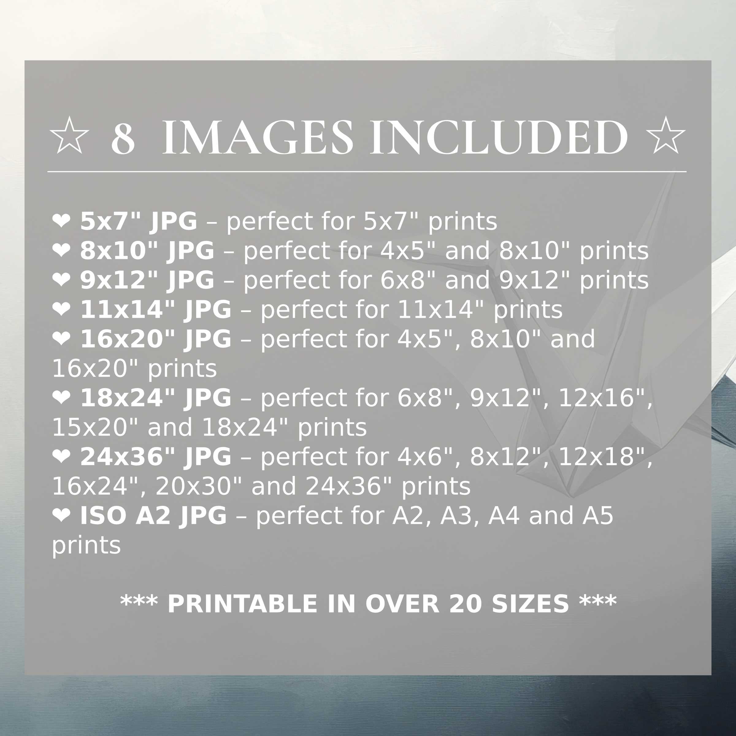 Minimalist digital print in serene gray tones, delivering radiant calm and bold elegance with 8 included high-quality sizes