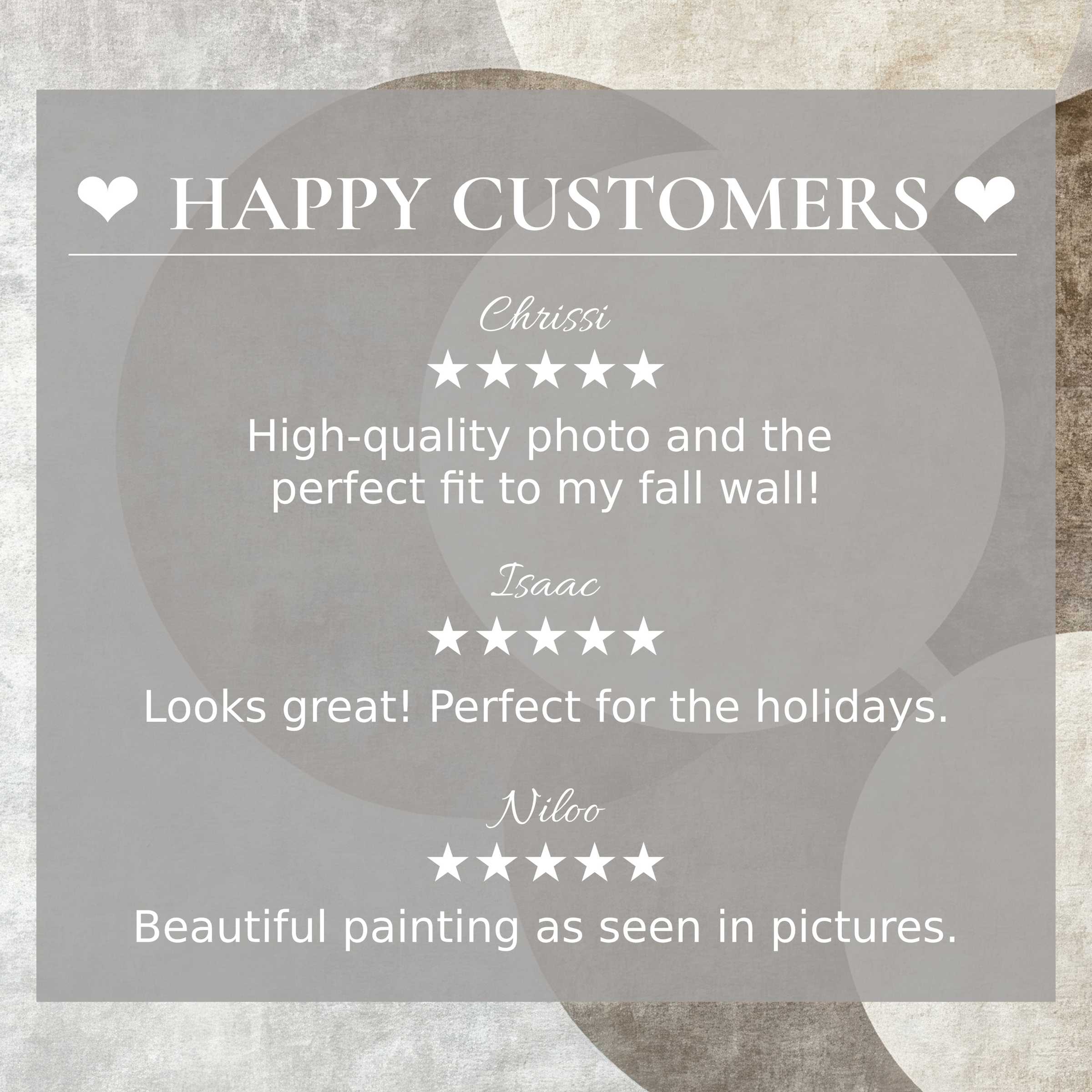 Neutral art for Frame TV with abstract earth tones, showcasing happy customer reviews building elegant trust