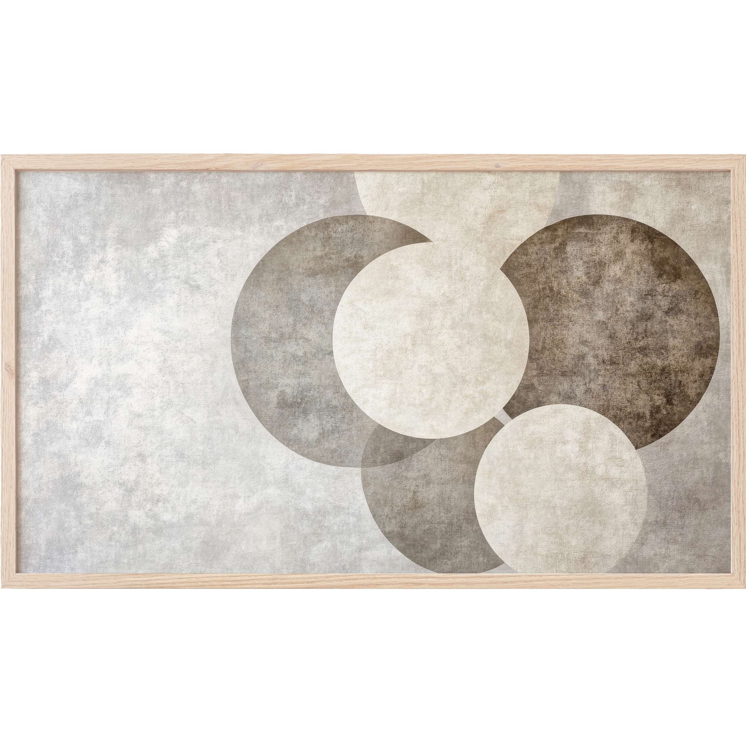 Elegant neutral Frame TV Art featuring layered taupe and cream circles with a textured, modern minimalistic style