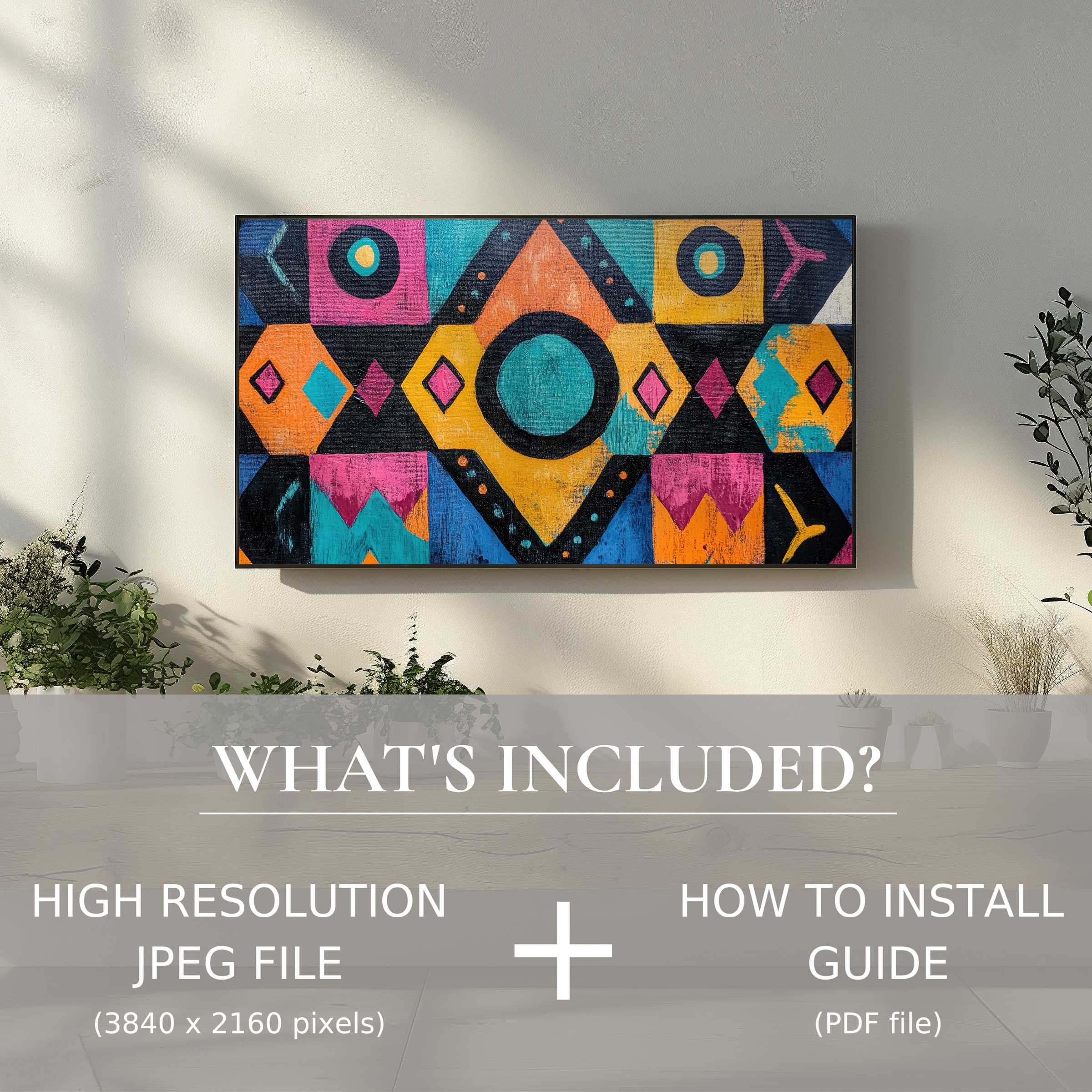 Elegant boho digital TV art download adds vibrant charm to your living space with easy digital use and installation