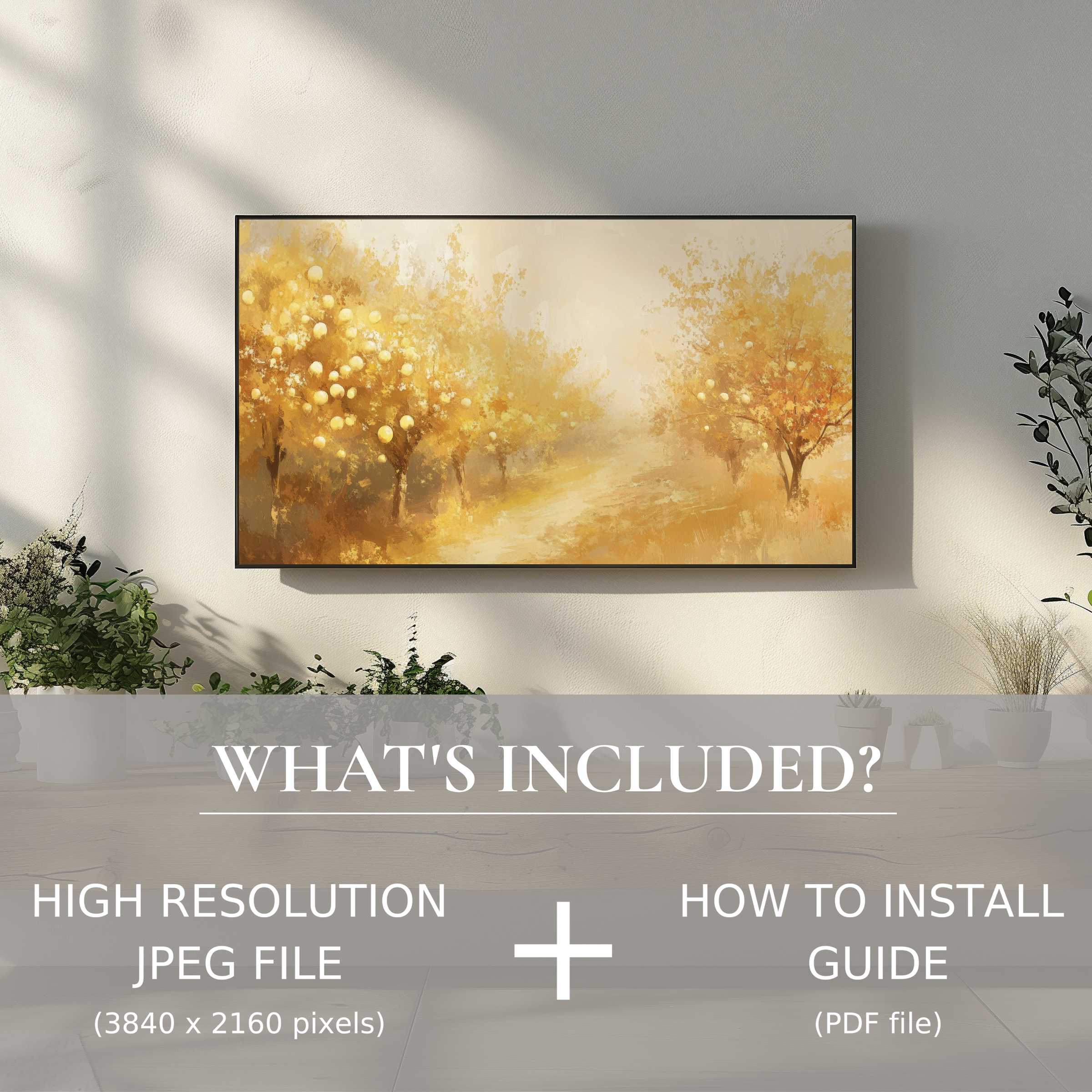 Elegant fall digital TV art download, easily enhancing your living space with warm autumn tones and modern style