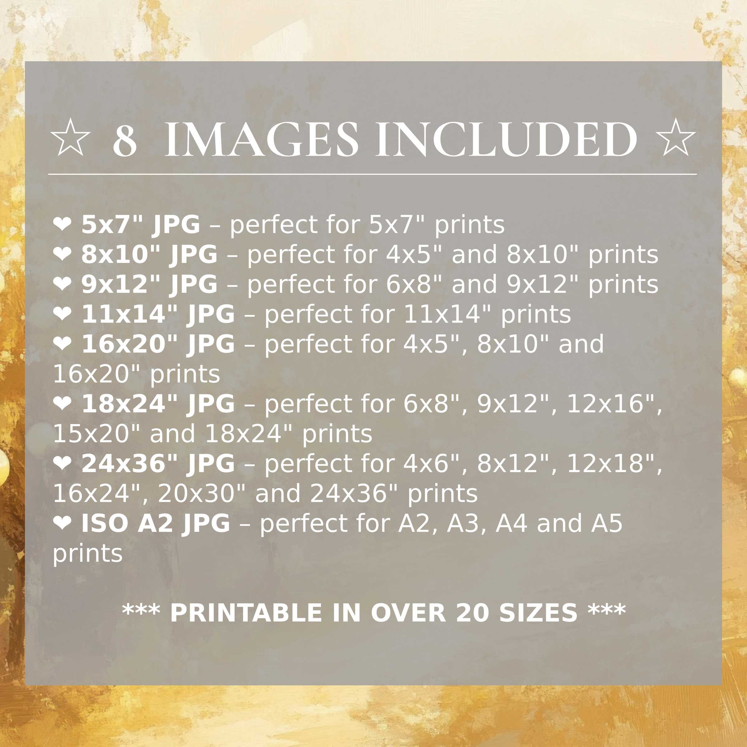 Fall digital print radiates warm golds and soft neutrals, offering 8 high-quality sizes included to elevate modern interiors with timeless, versatile style