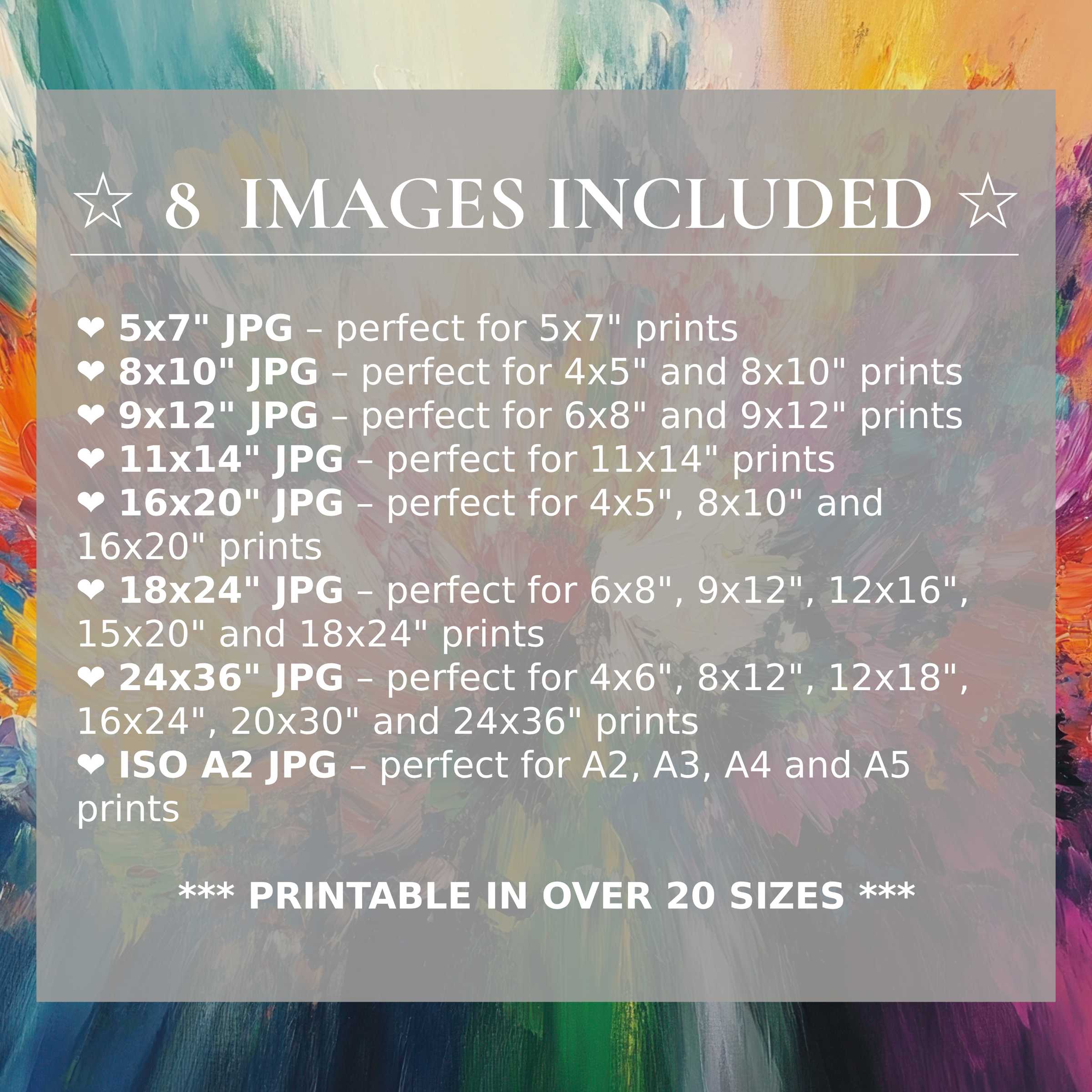 Radiant abstract digital print in warm golds, cool blues, and vibrant purples, offered in 8 high-quality sizes to elevate modern interiors with timeless style and versatile elegance