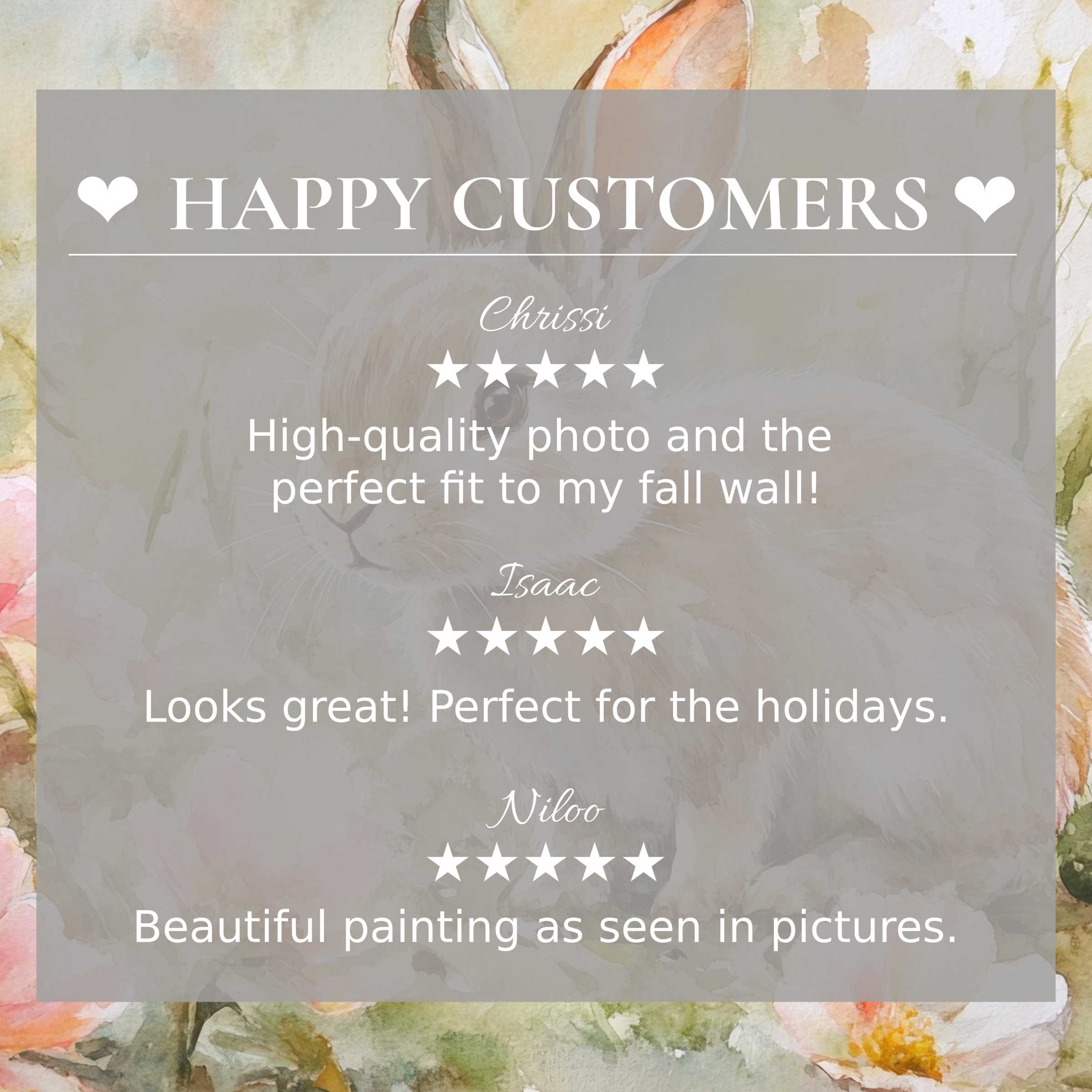 easter art for Frame TV with soft floral tones, happy customer reviews enhance trust and elegant product appeal