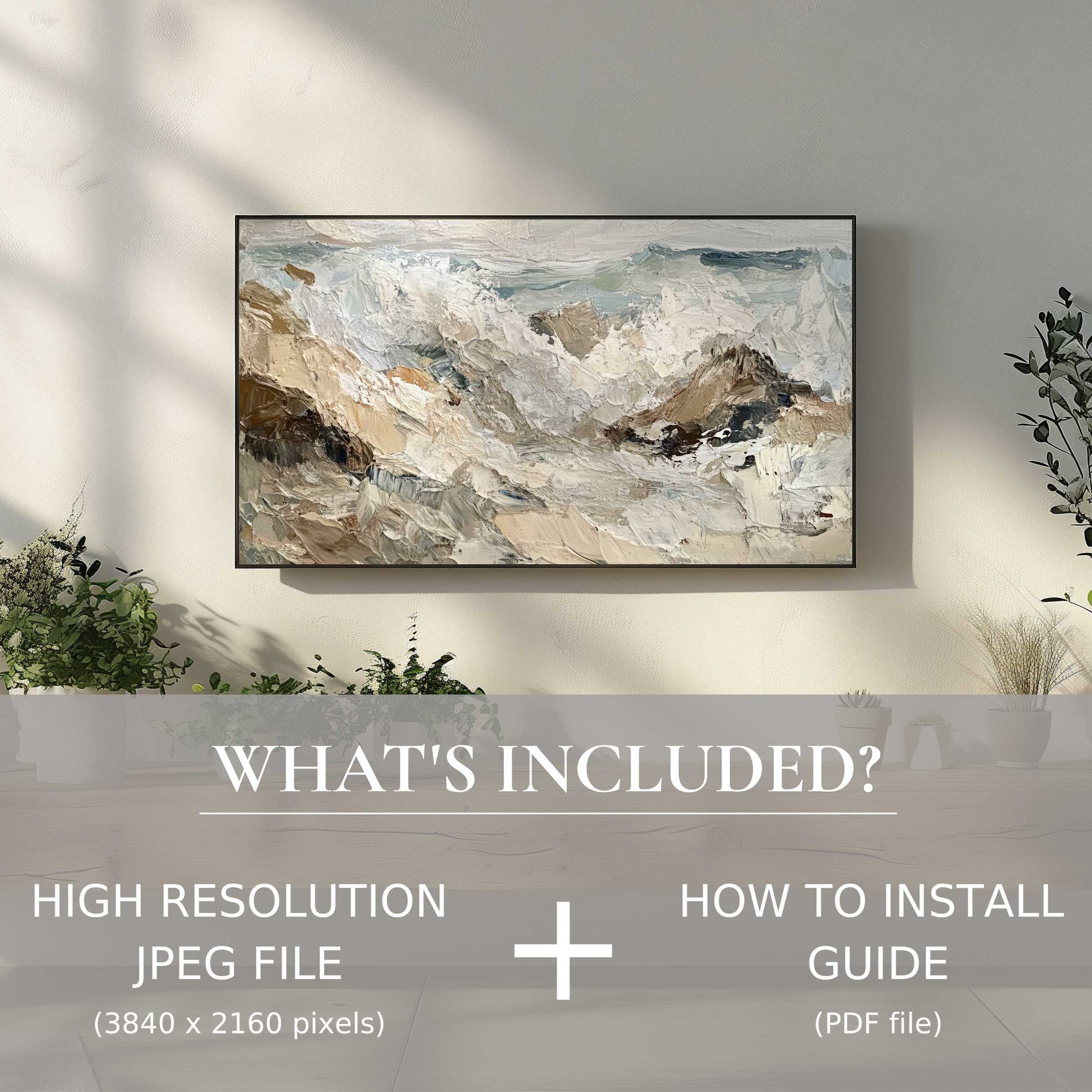 Elegant beach digital TV art download, easy to use, enriches modern living spaces with serene coastal beauty