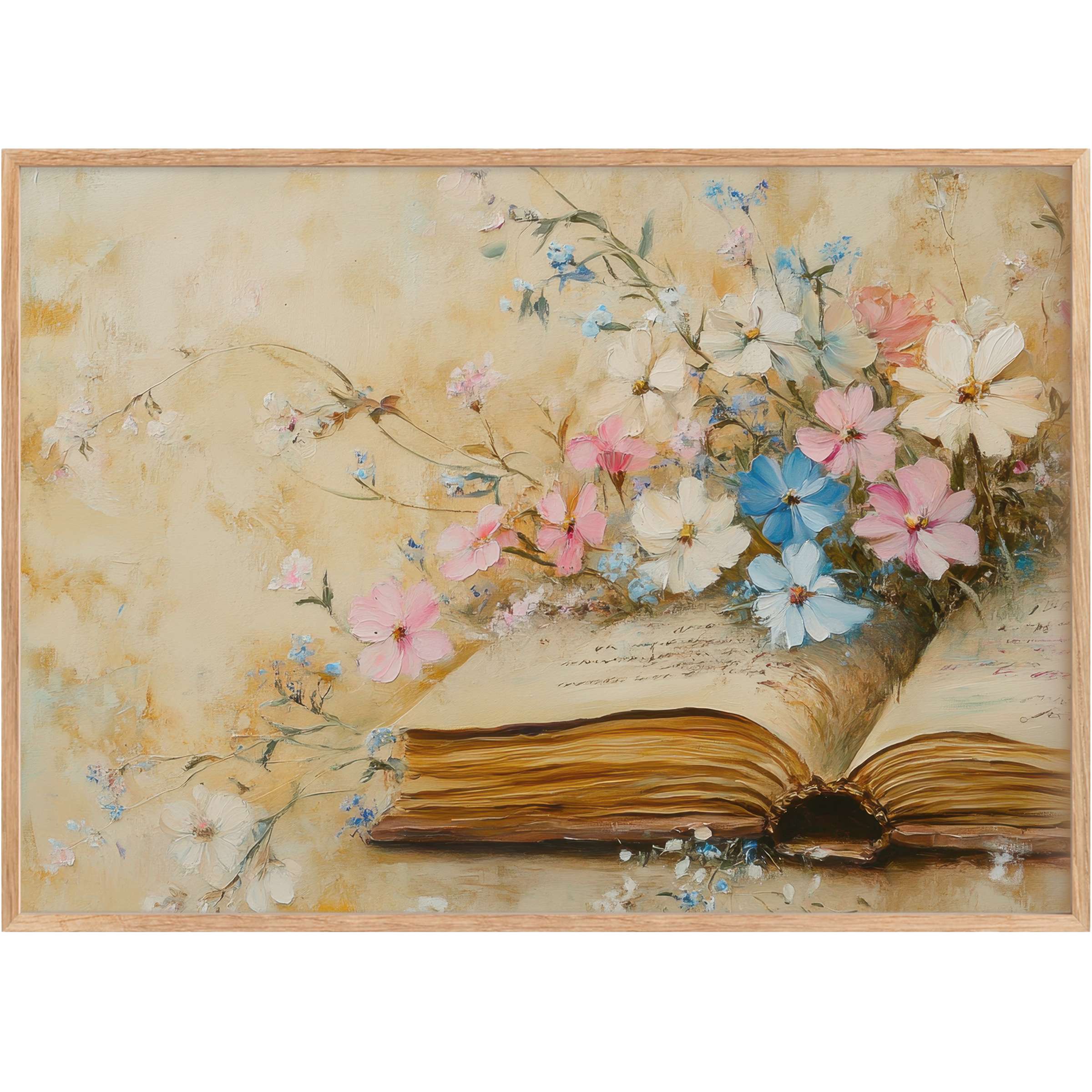 Timeless floral printable wall art blending soft pinks, blues, and creams evokes serene, poetic elegance for refined interiors