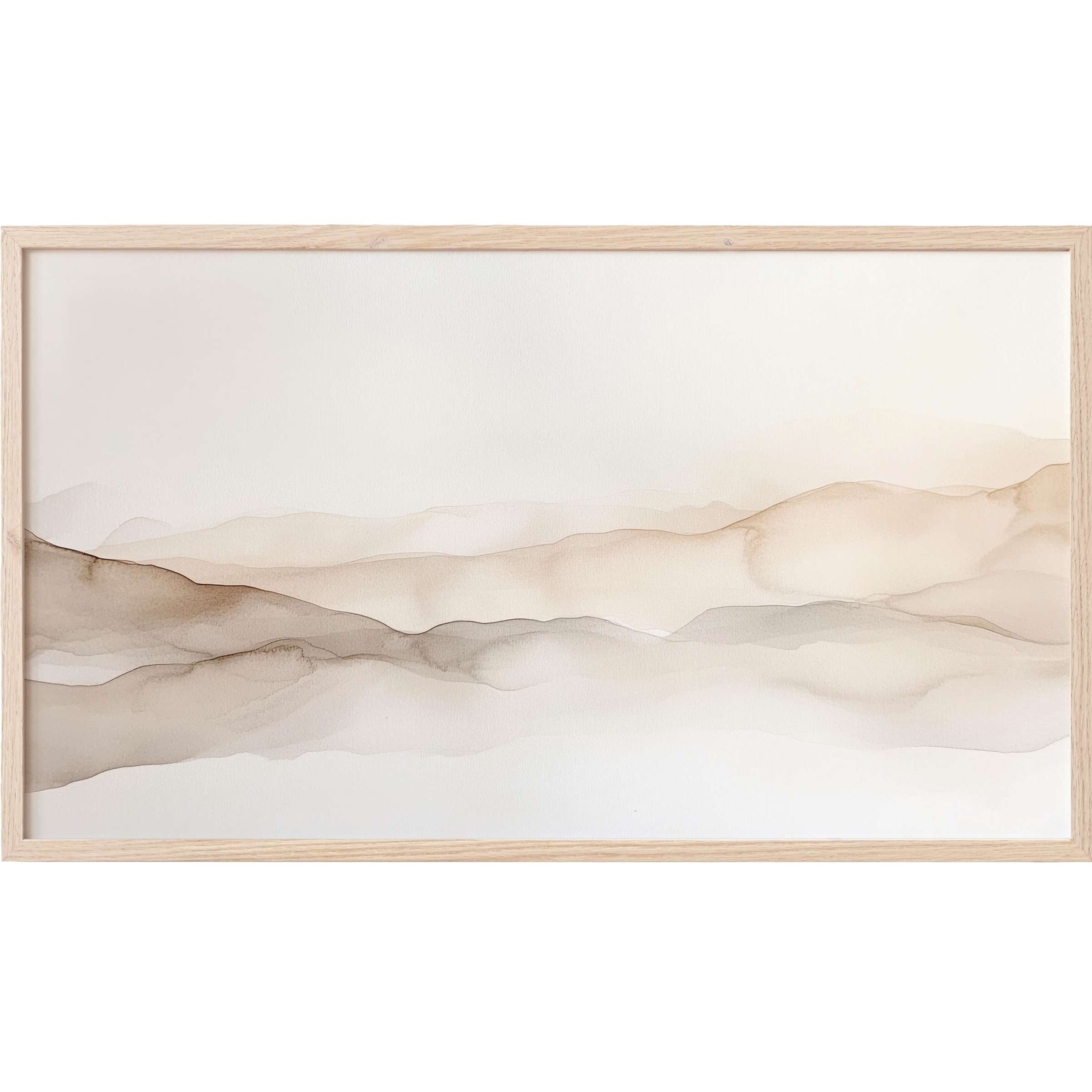 Serene beige and taupe watercolor hills float in this neutral Frame TV Art, perfect for modern, elegant spaces