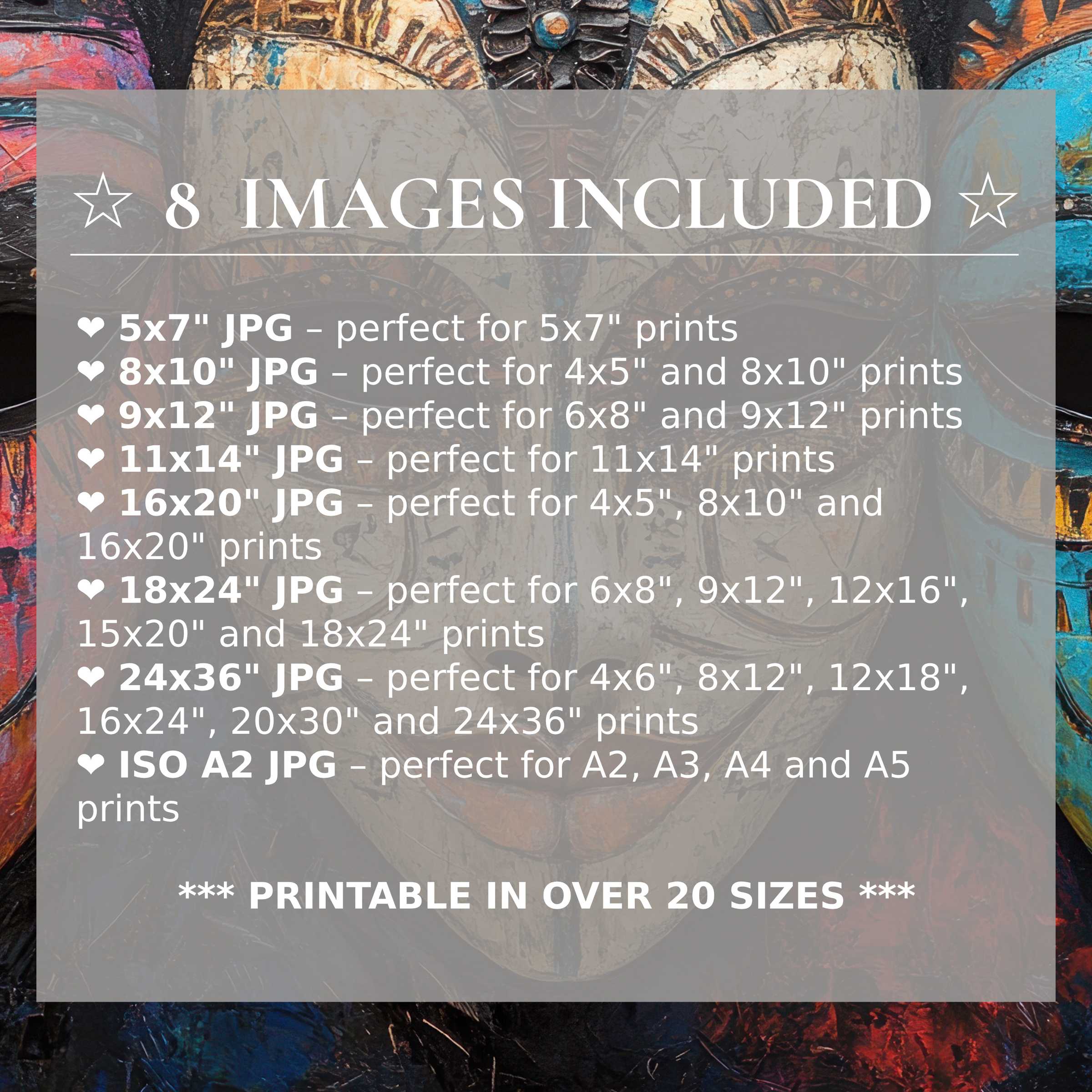 Boho digital print radiates warm earthy tones and vibrant blue hues, elevating modern interiors with 8 high-quality sizes included