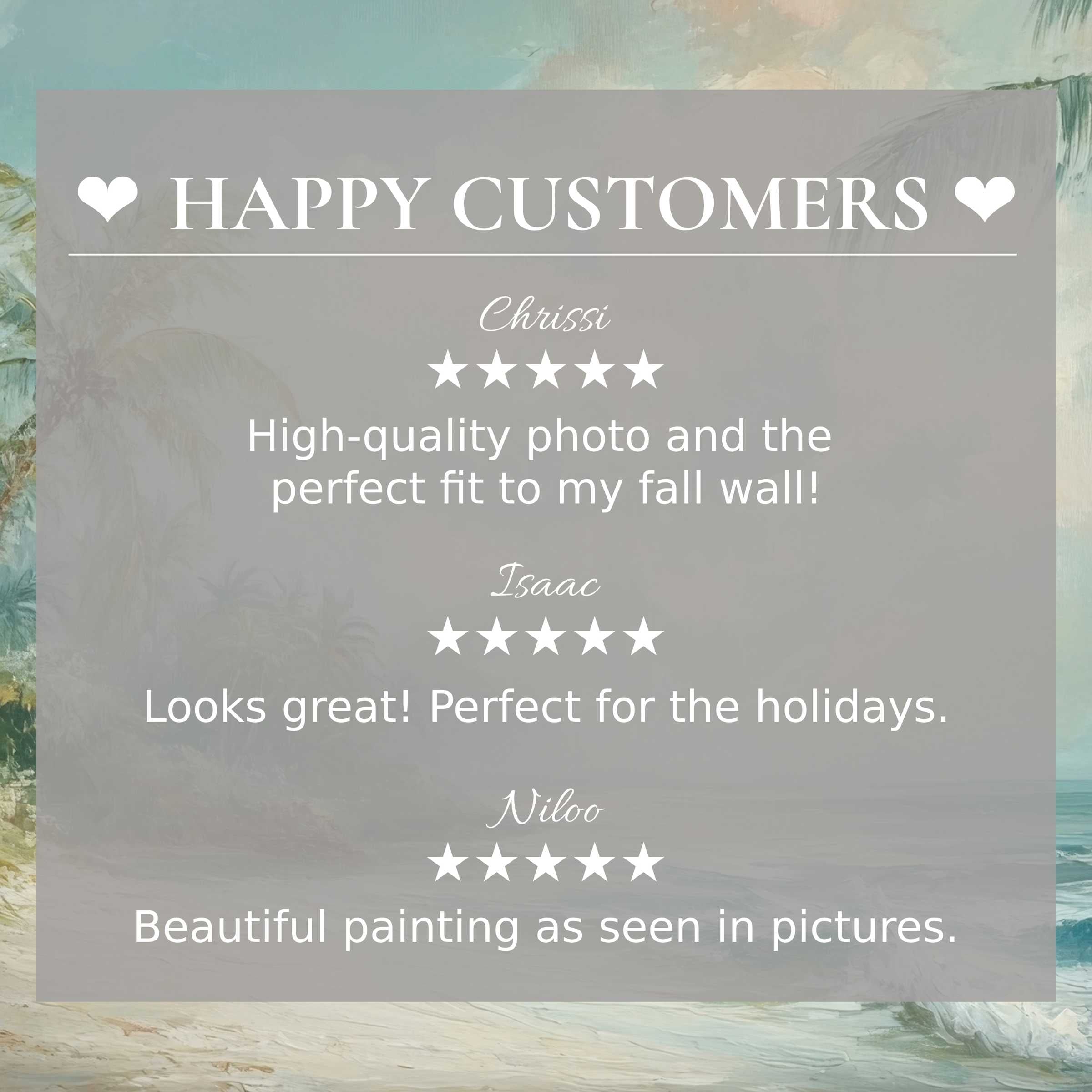 Elegant summer art for Frame TV with abstract sunset hues, featuring happy customer reviews that inspire trust and style