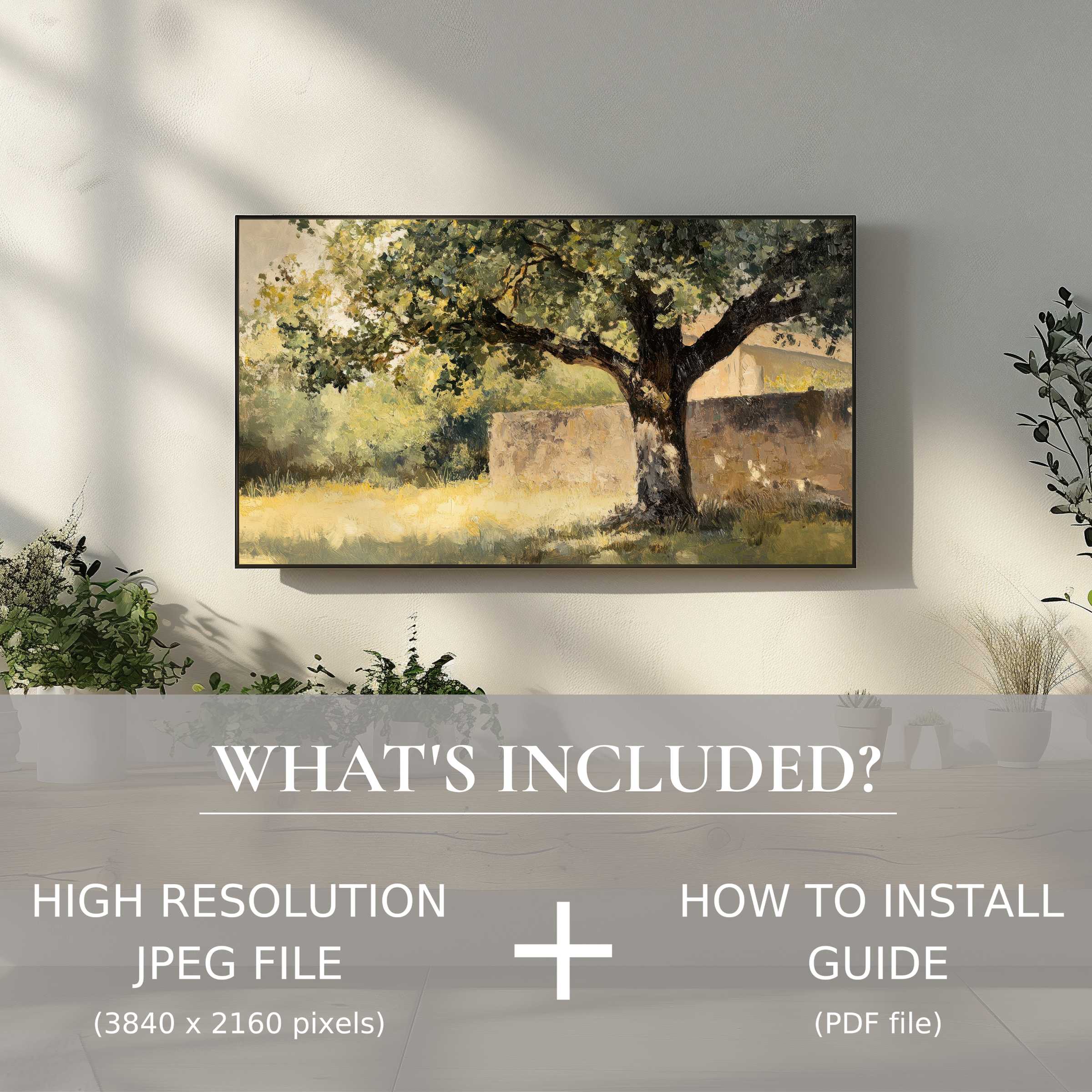 Elegant tree digital TV art download, easy to use, enriching your living space with serene natural beauty