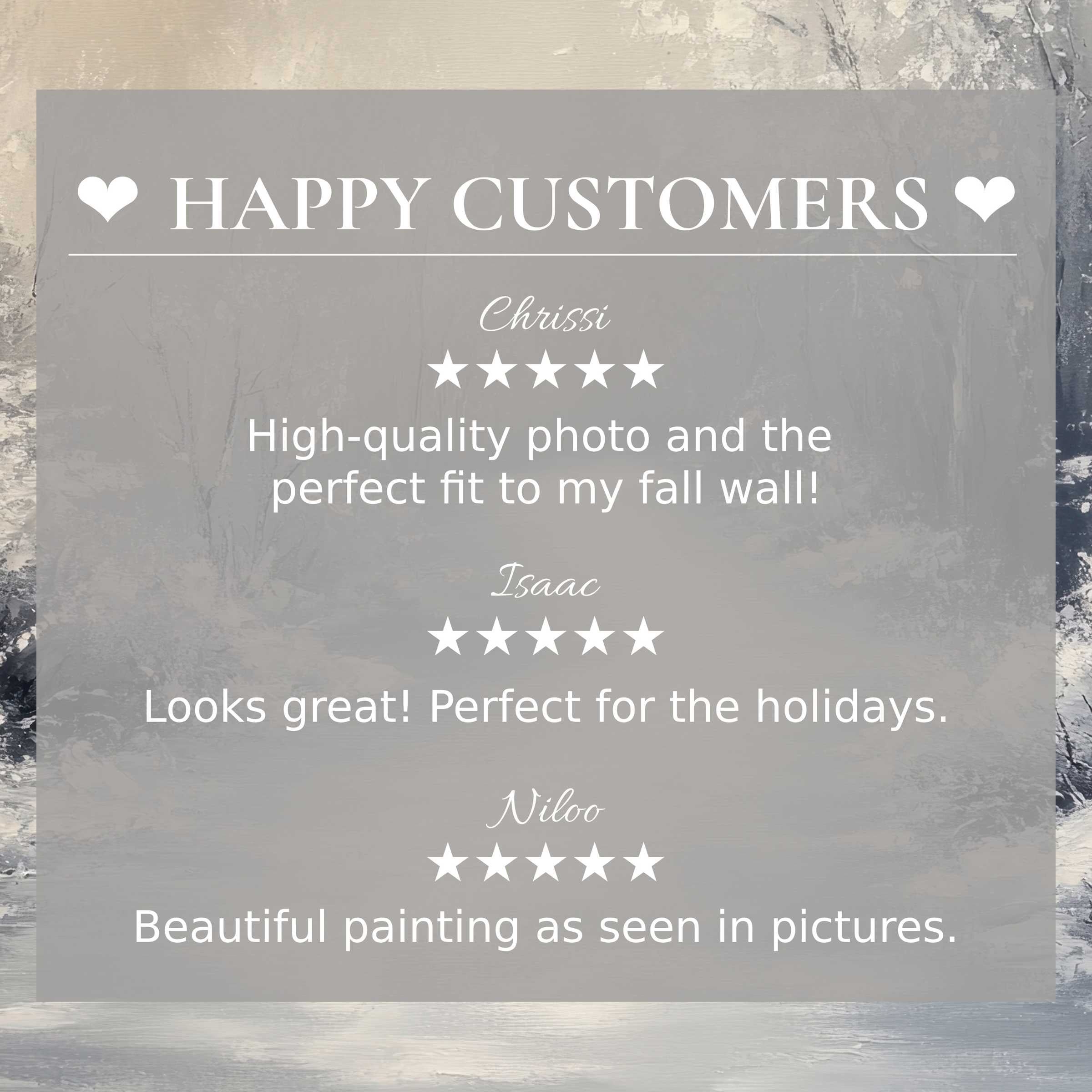 christmas art for Frame TV with abstract muted tones; happy customer reviews enhance trust and elegant appeal